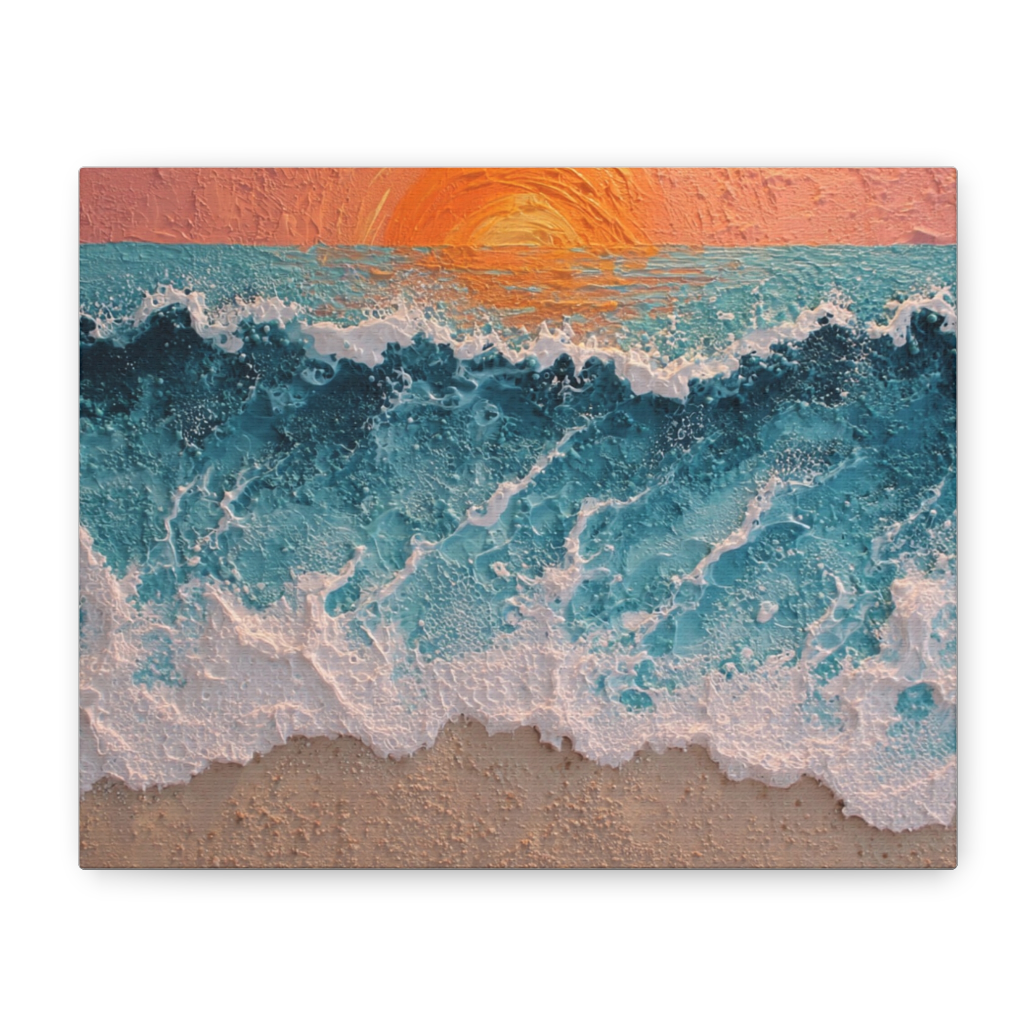 Seaside Sunset Canvas Print — Textured Ocean Waves Wall Art - Image 2