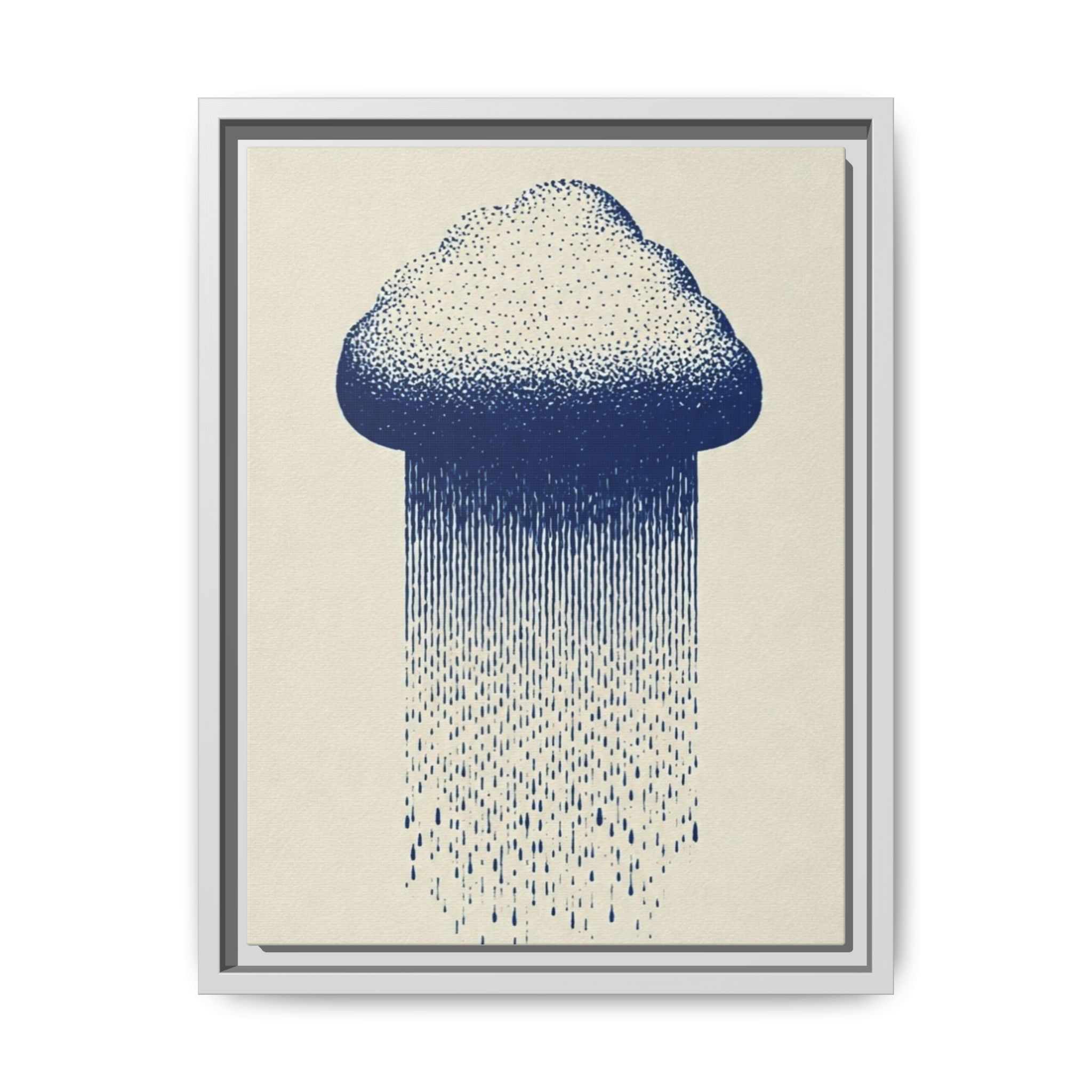 Framed Canvas Wall Art — Blue Rain Cloud Minimalist Print - Image 65