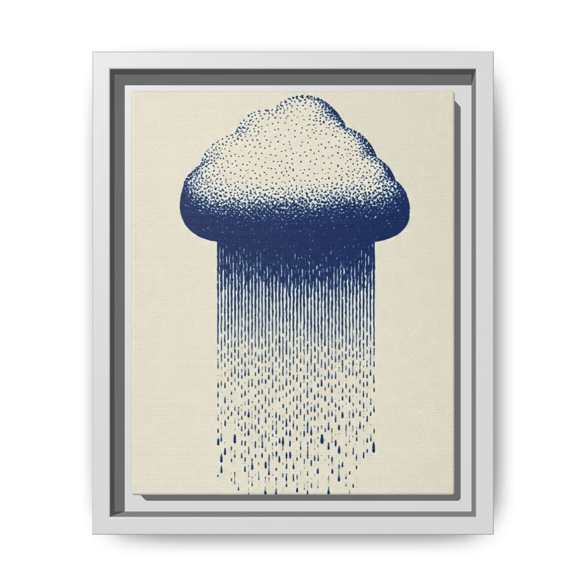 Framed Canvas Wall Art — Blue Rain Cloud Minimalist Print - Image 153