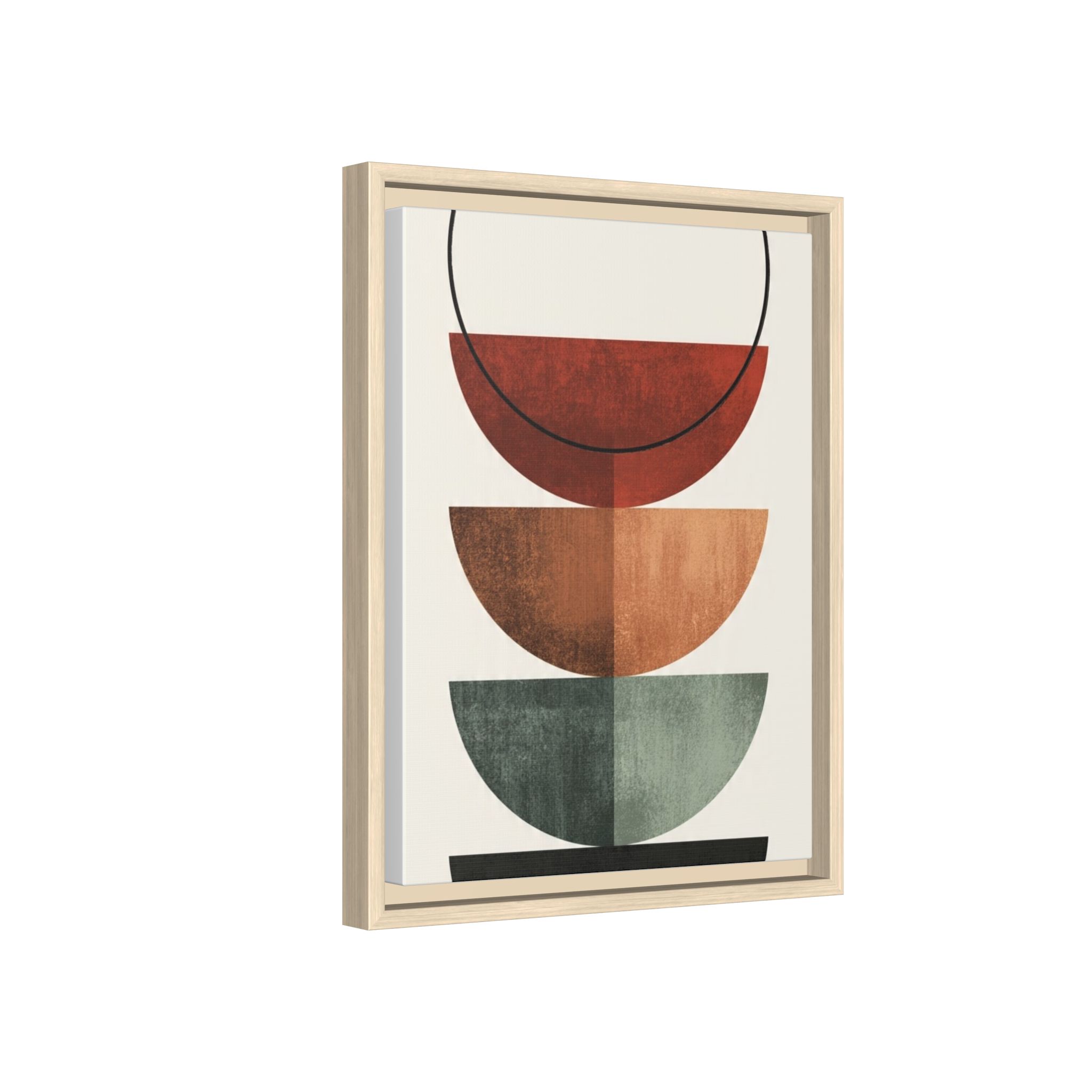 Abstract Stacked Semi-Circles Framed Canvas Wall Art — Mid-Century Modern Geometric Print - Image 78