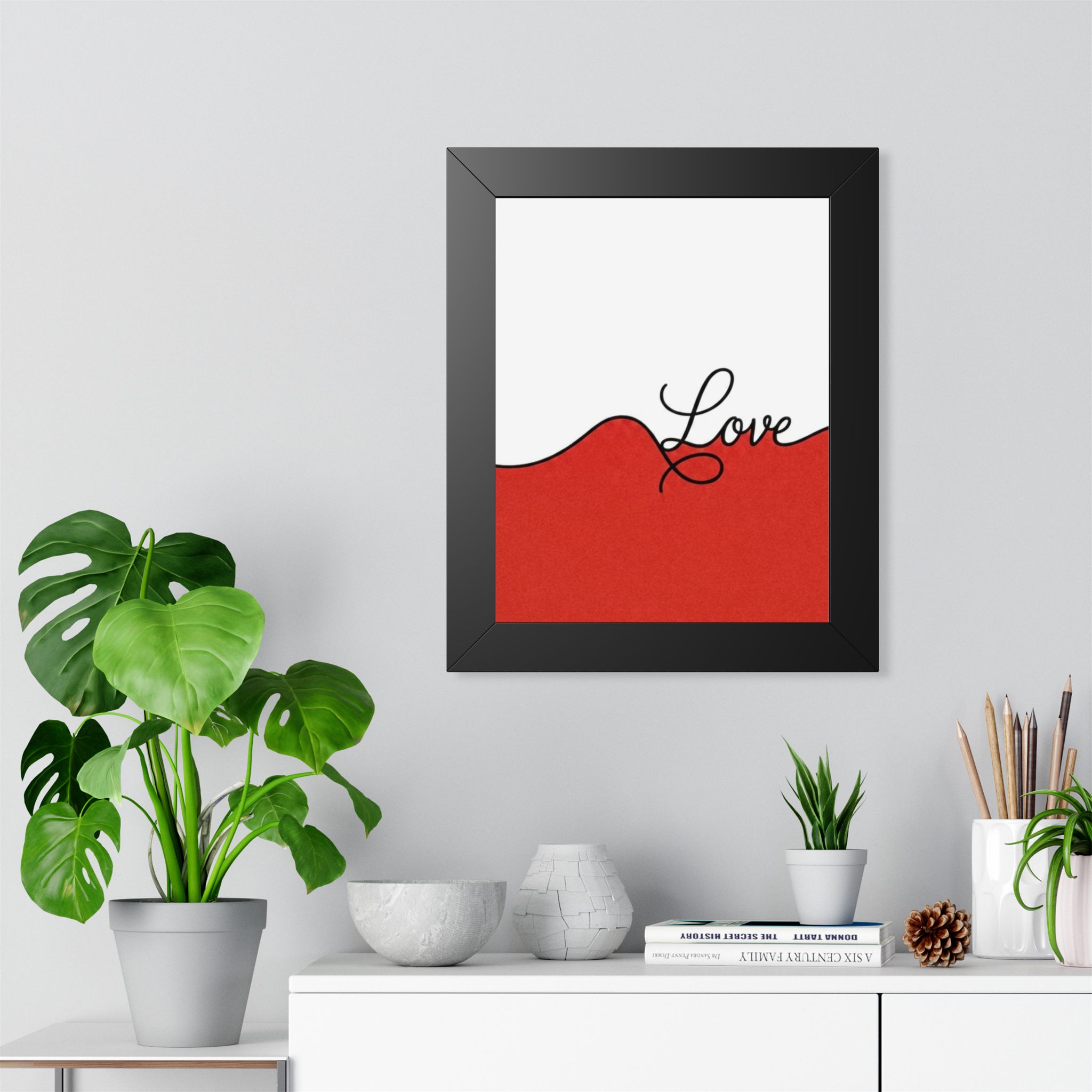 Love Framed Poster — Minimal Red Wave Wall Art - Image 2
