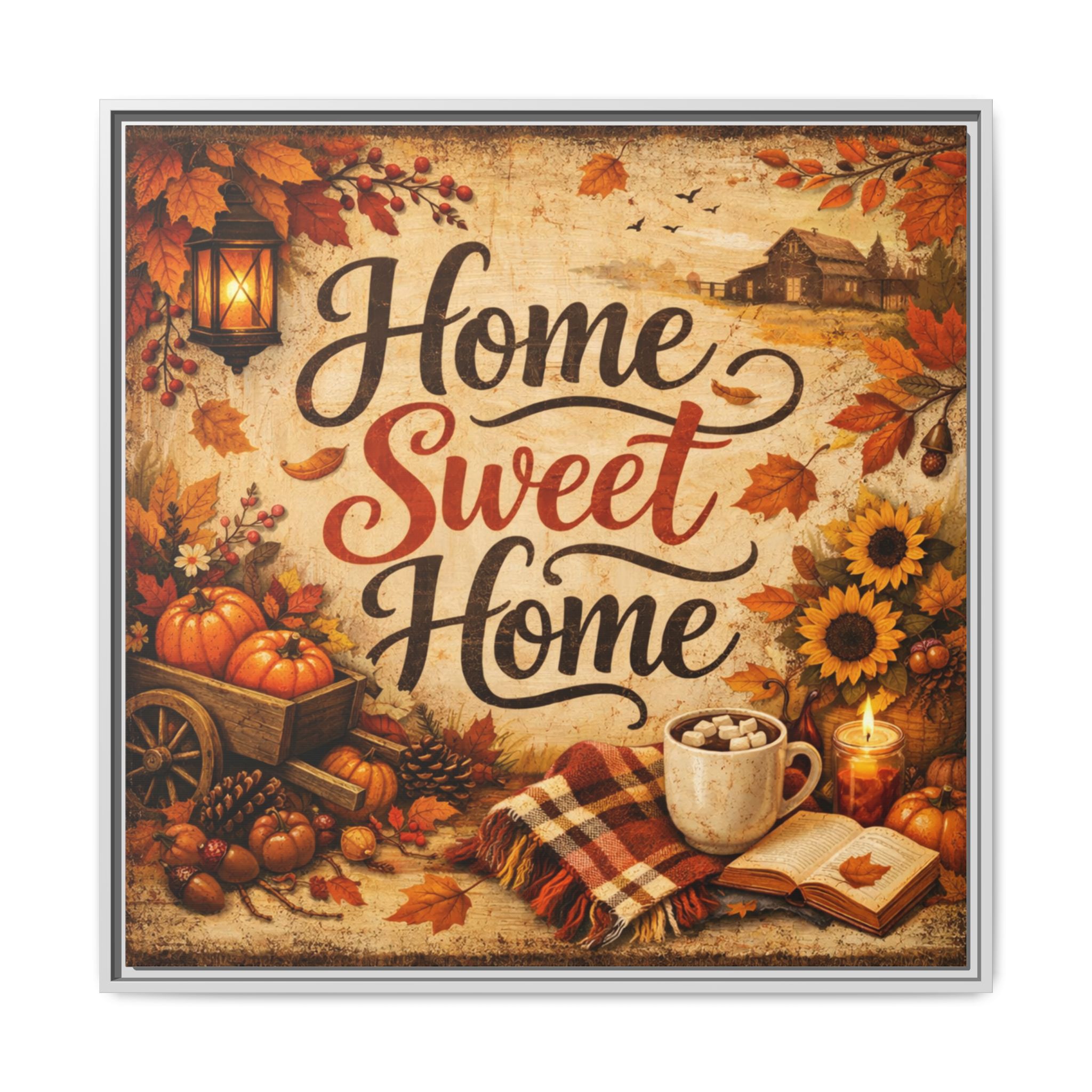 Home Sweet Home Autumn Canvas Wall Art (Framed Matte) - Image 3