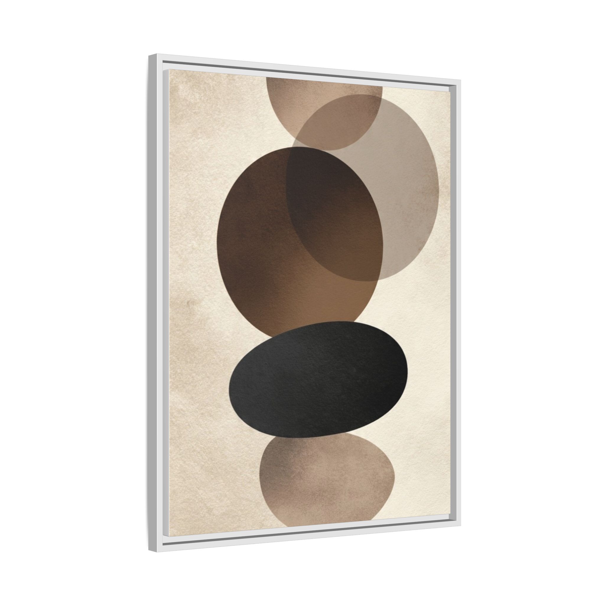 Framed Abstract Circles Matte Canvas Print — Neutral Mid-Century Wall Art - Image 146