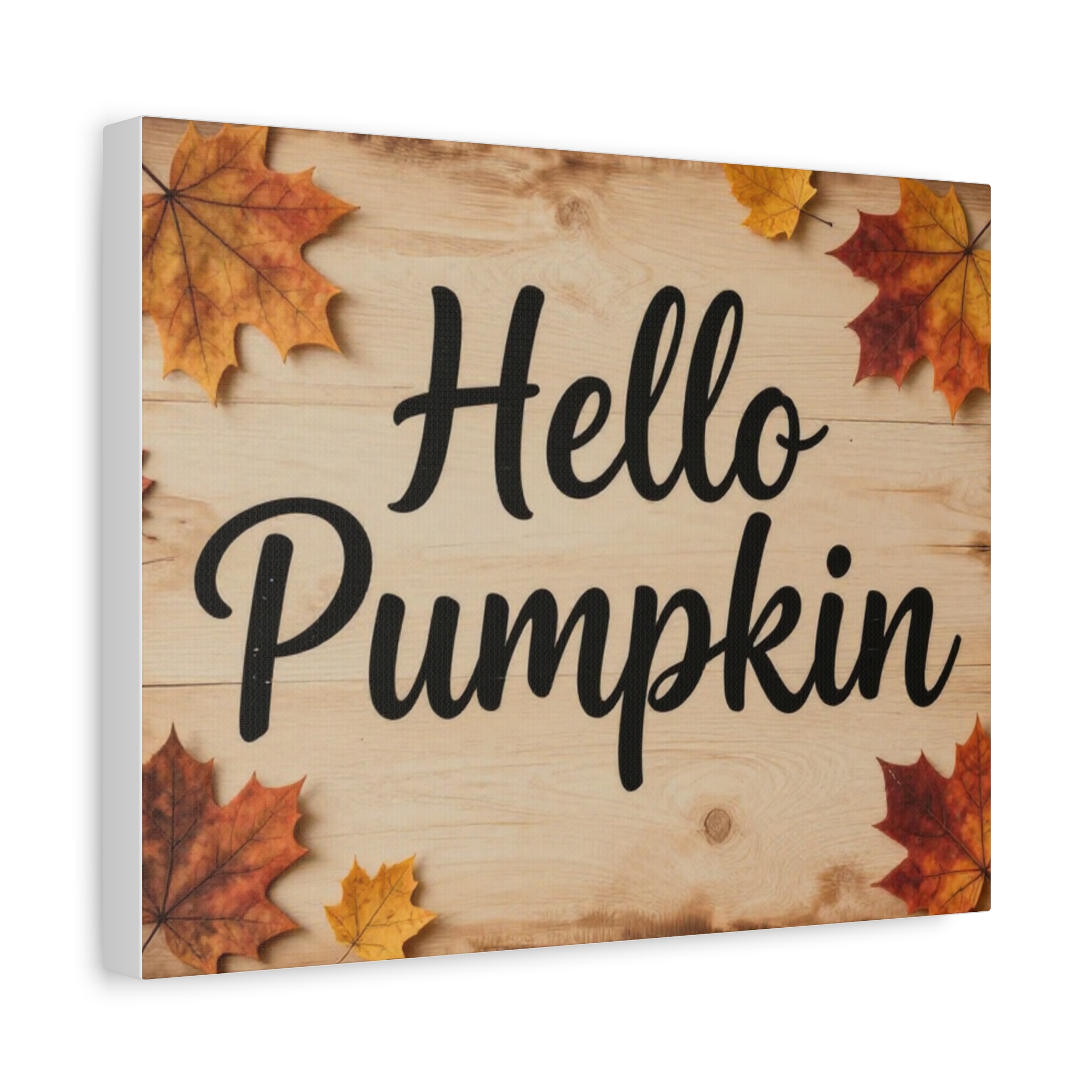 Hello Pumpkin Canvas Wall Art — Autumn Leaves Fall Home Decor - Image 3