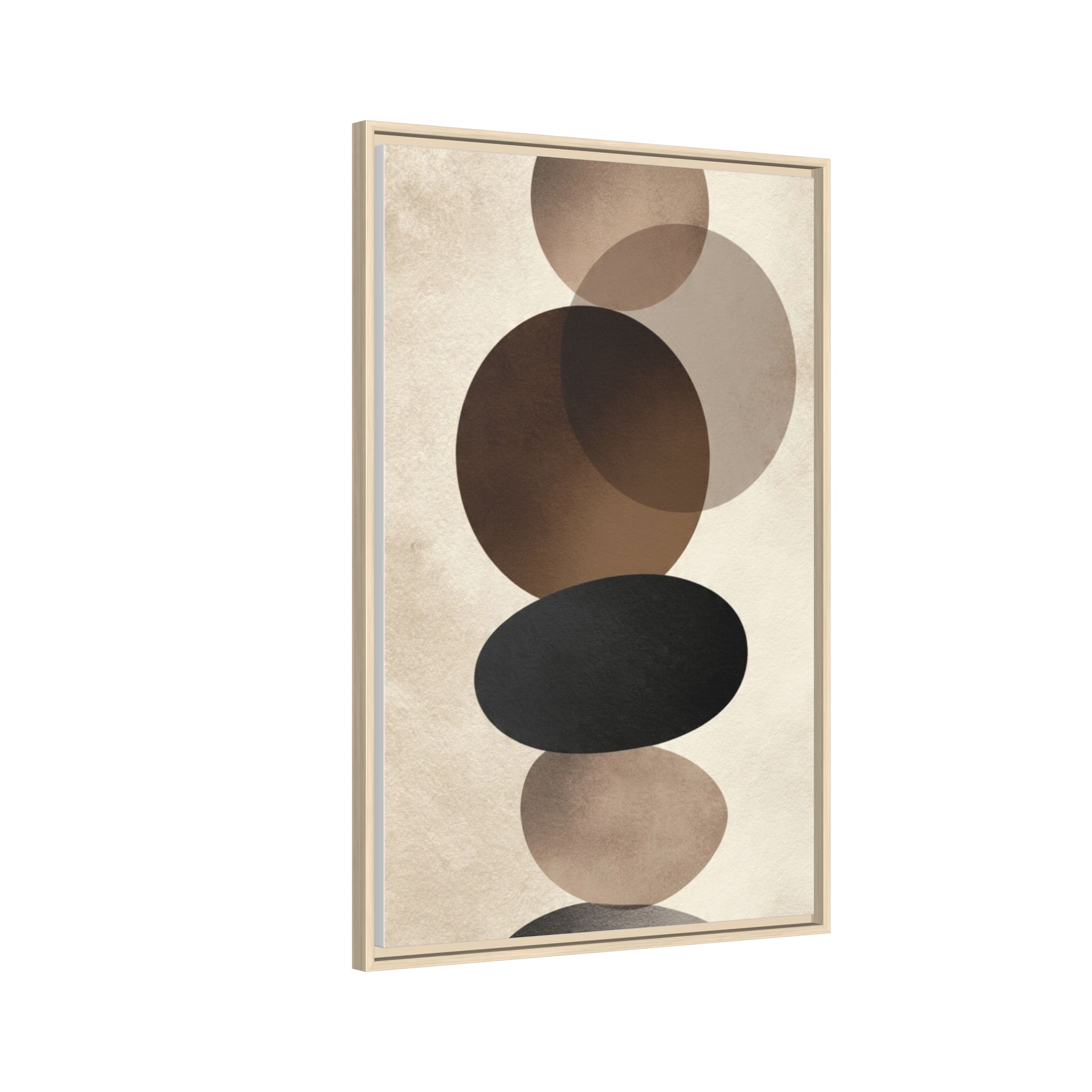 Framed Abstract Circles Matte Canvas Print — Neutral Mid-Century Wall Art - Image 198
