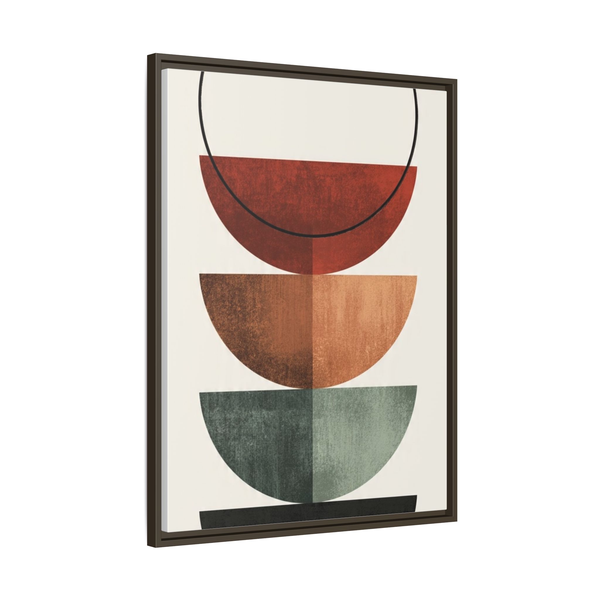 Abstract Stacked Semi-Circles Framed Canvas Wall Art — Mid-Century Modern Geometric Print - Image 198