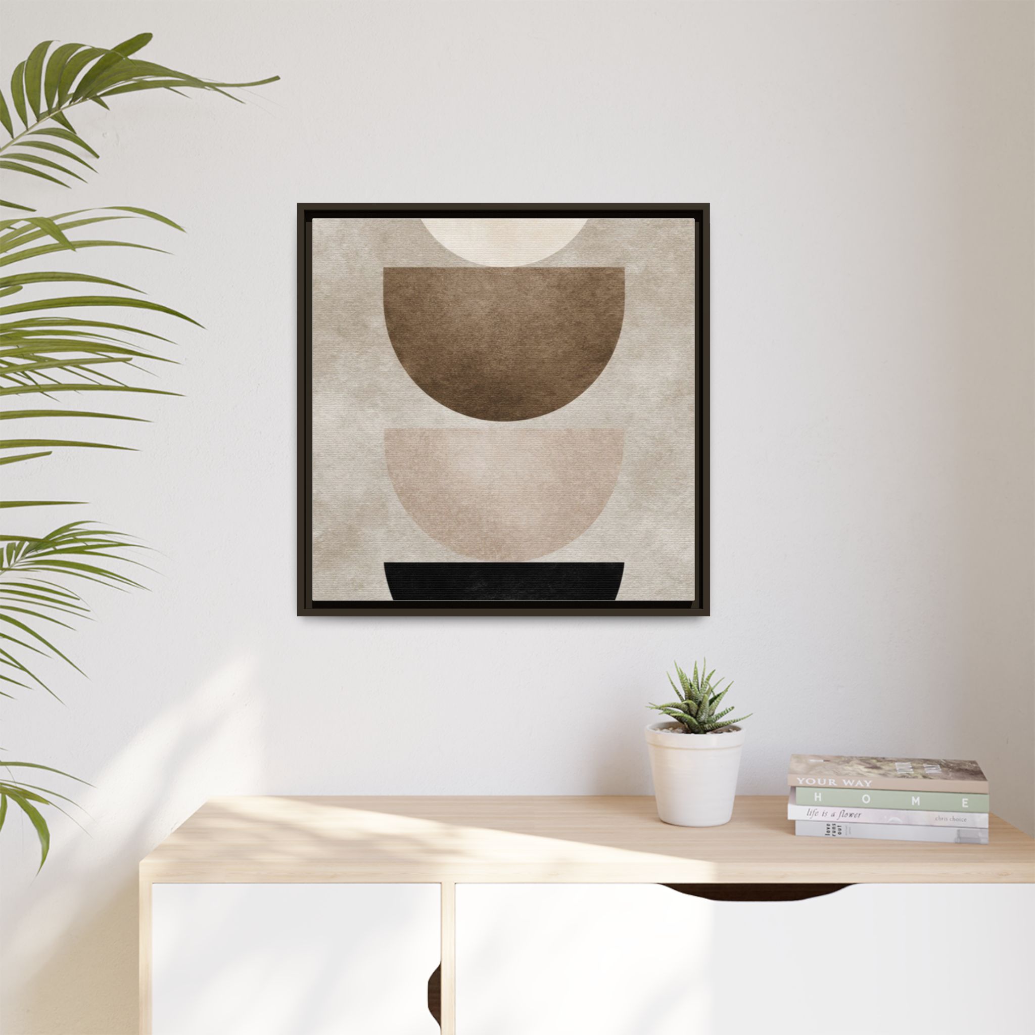 Abstract Neutral Geometric Canvas Print — Stacked Circles Framed Wall Art - Image 31