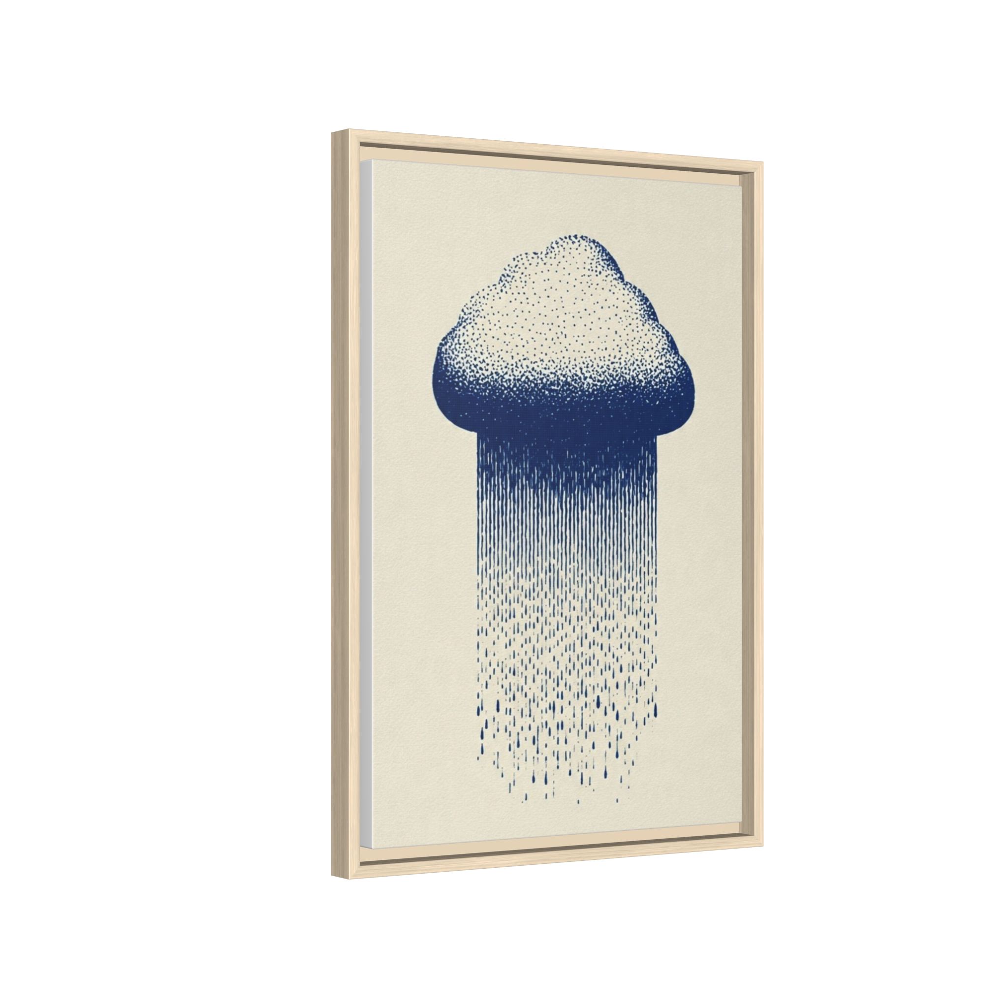 Framed Canvas Wall Art — Blue Rain Cloud Minimalist Print - Image 234