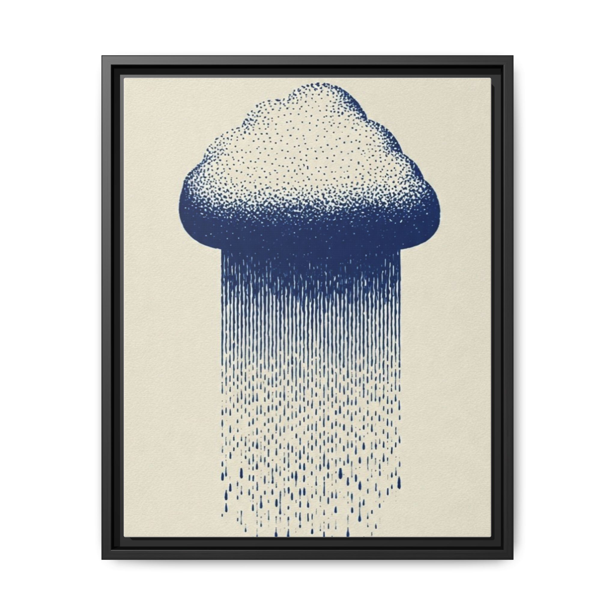 Framed Canvas Wall Art — Blue Rain Cloud Minimalist Print - Image 173