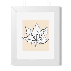 Minimal Botanical Leaf Framed Poster — Neutral Wall Art for Living Room & Office
