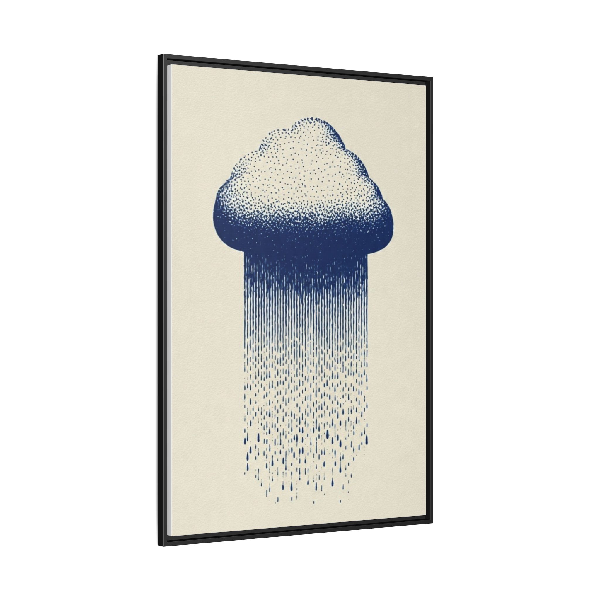 Framed Canvas Wall Art — Blue Rain Cloud Minimalist Print - Image 98