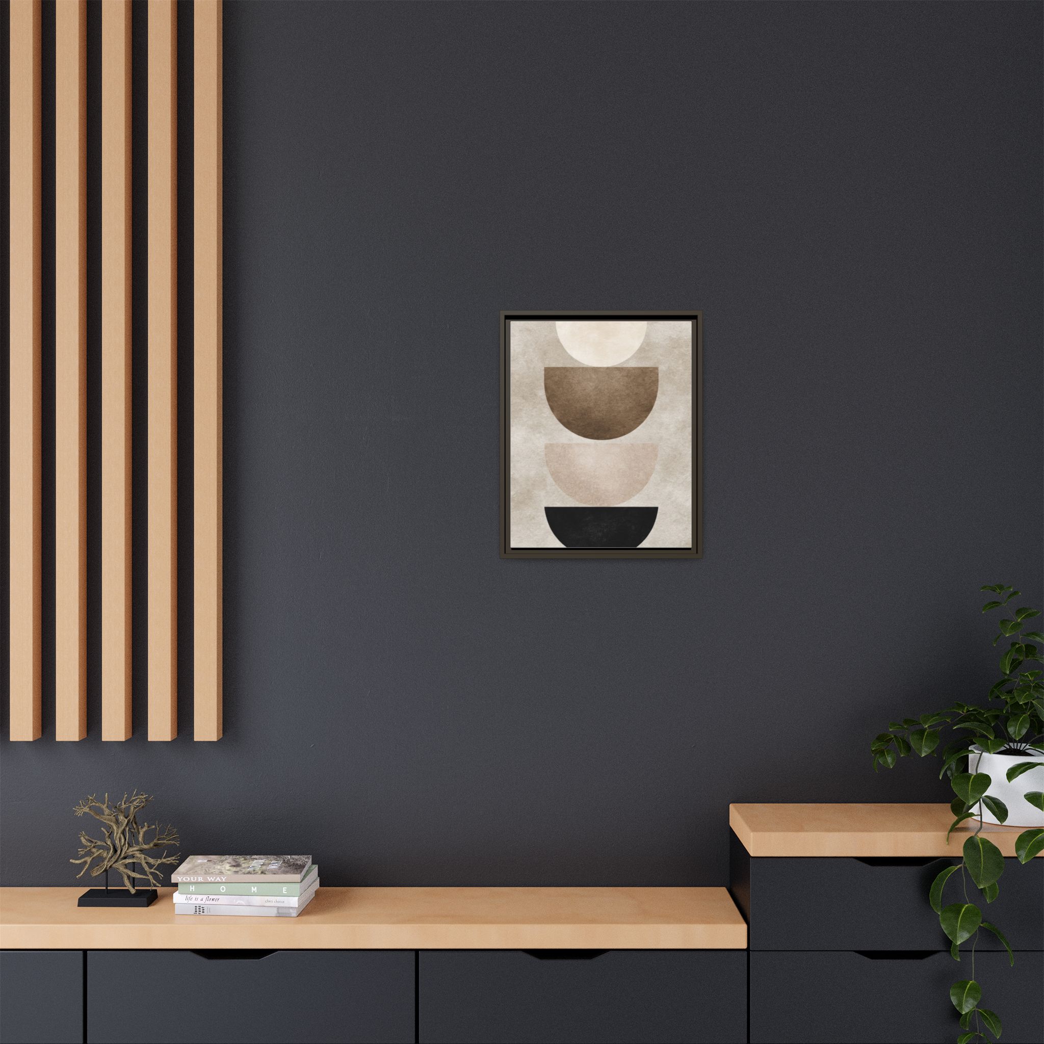 Abstract Neutral Geometric Canvas Print — Stacked Circles Framed Wall Art - Image 236