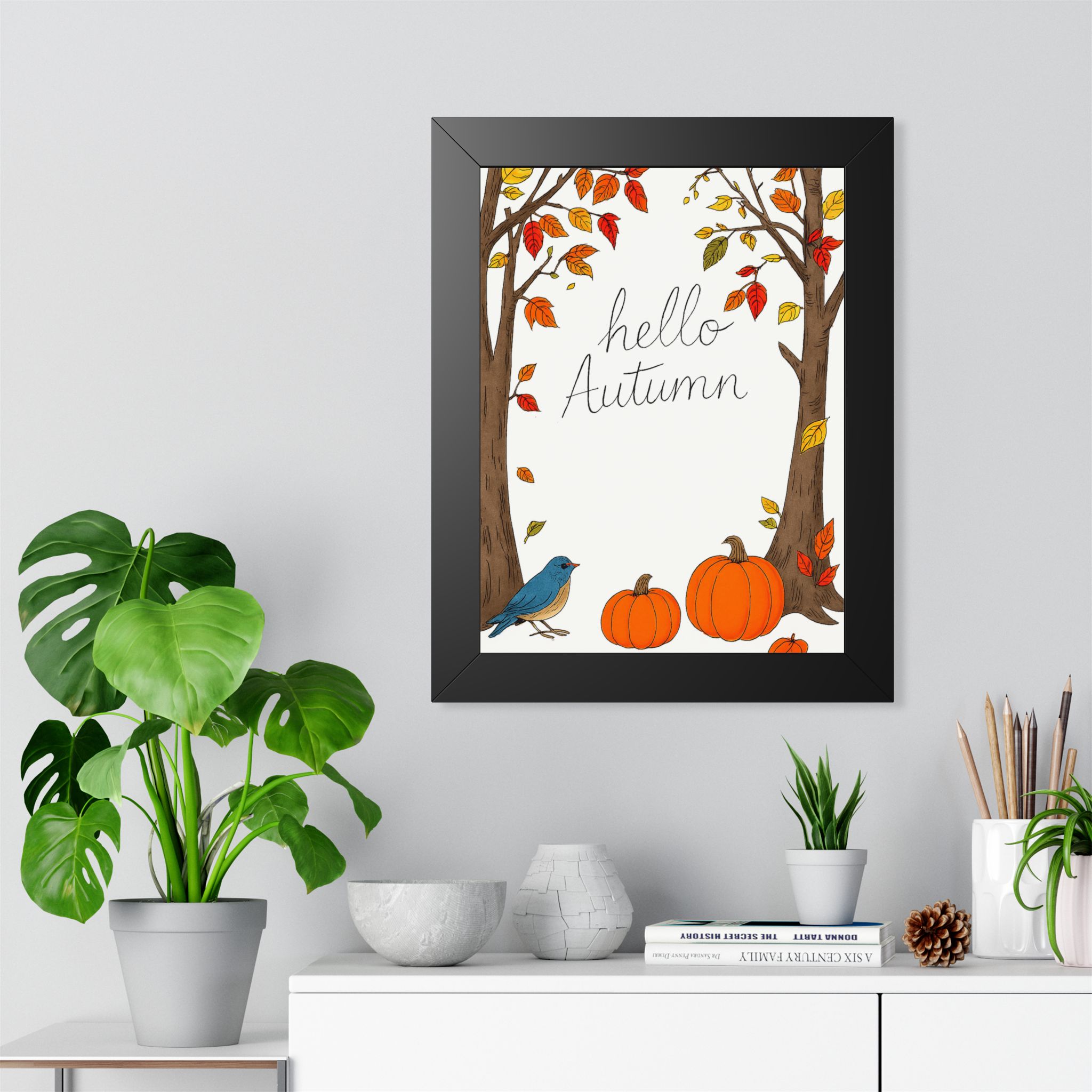 Hello Autumn Framed Poster — Fall Pumpkin & Tree Wall Art - Image 5
