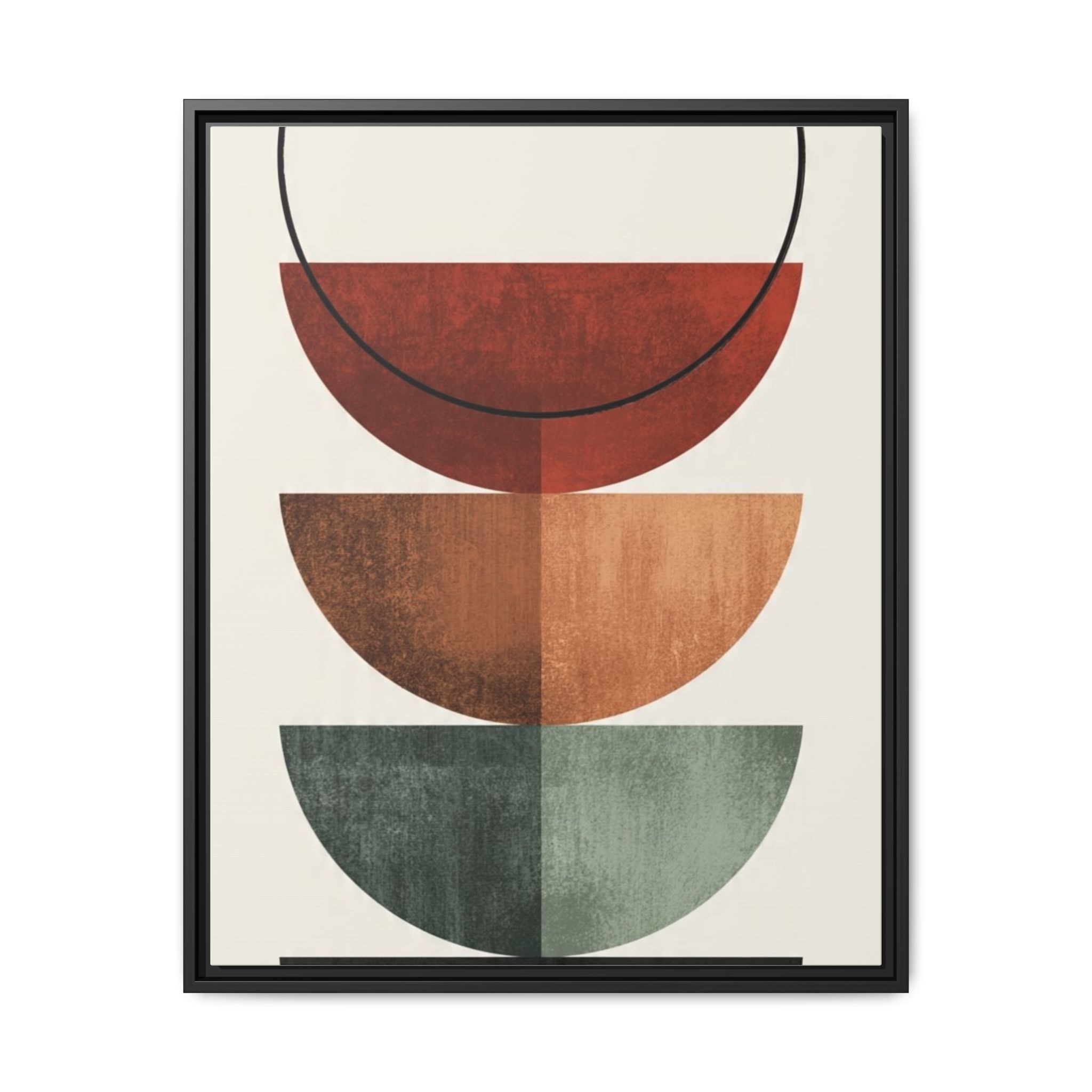 Abstract Stacked Semi-Circles Framed Canvas Wall Art — Mid-Century Modern Geometric Print - Image 177