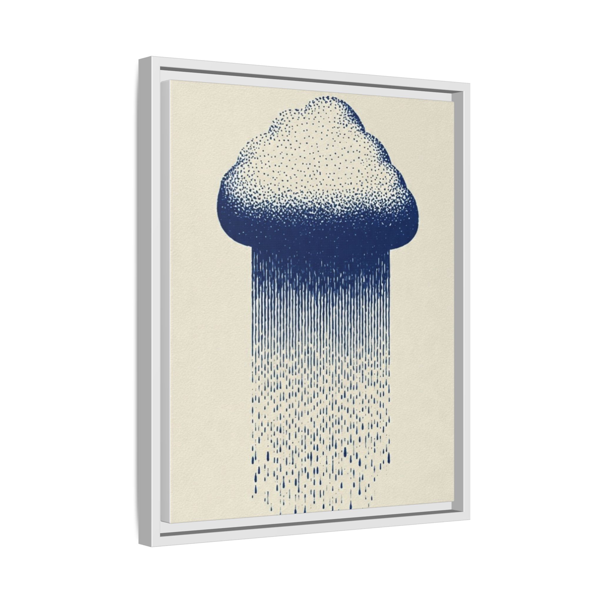 Framed Canvas Wall Art — Blue Rain Cloud Minimalist Print - Image 166