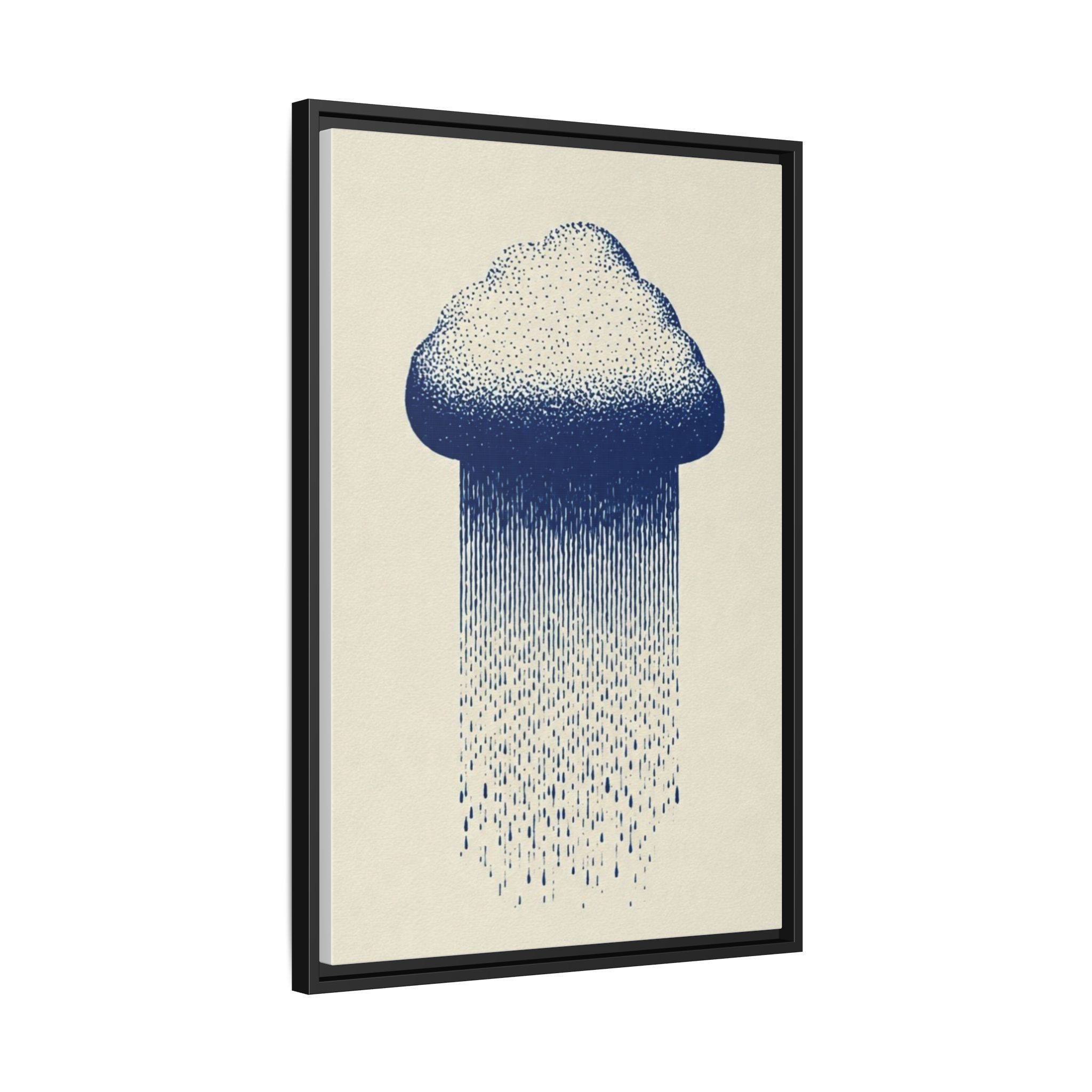 Framed Canvas Wall Art — Blue Rain Cloud Minimalist Print - Image 130