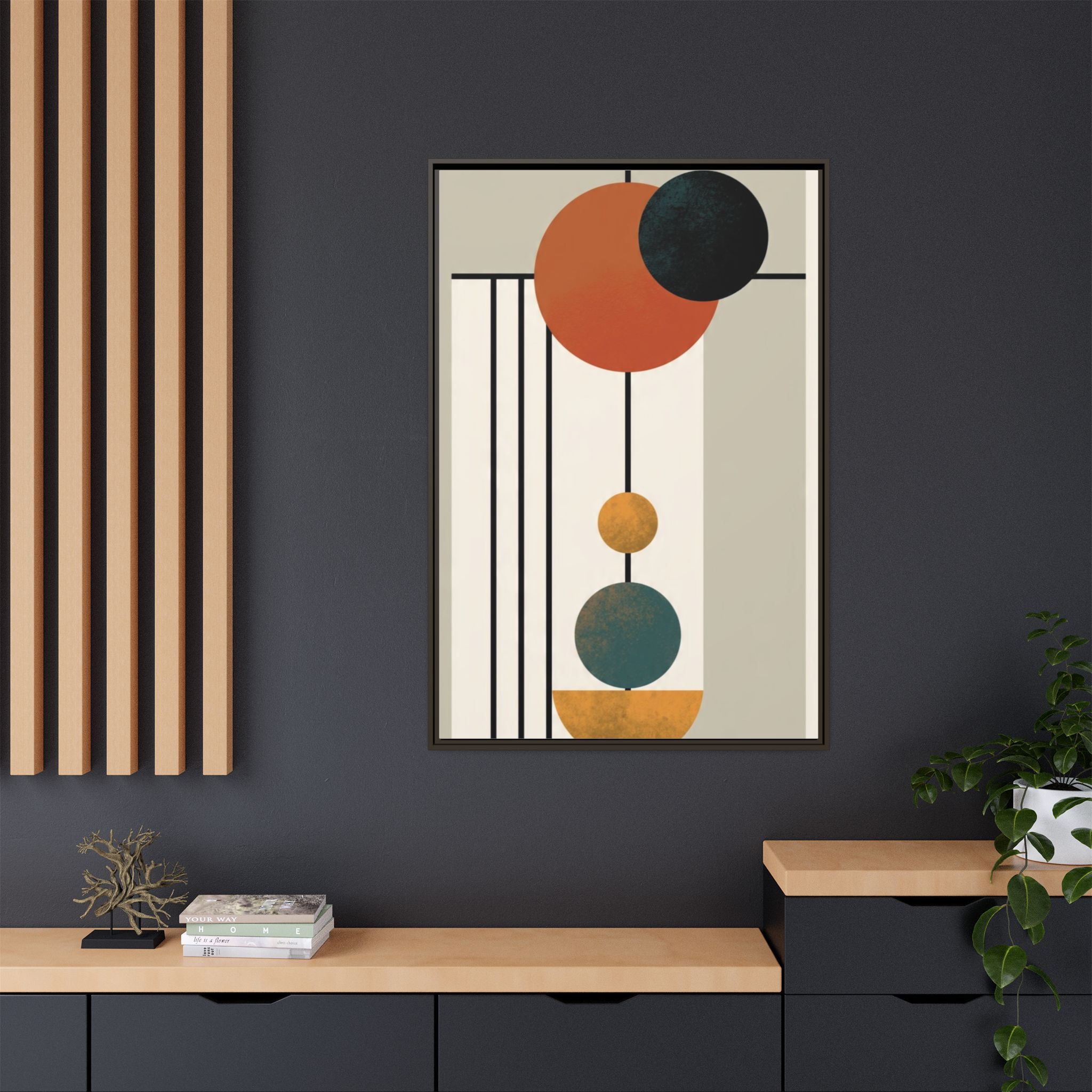 Abstract Geometric Wall Art Print — Matte Framed Canvas - Image 112