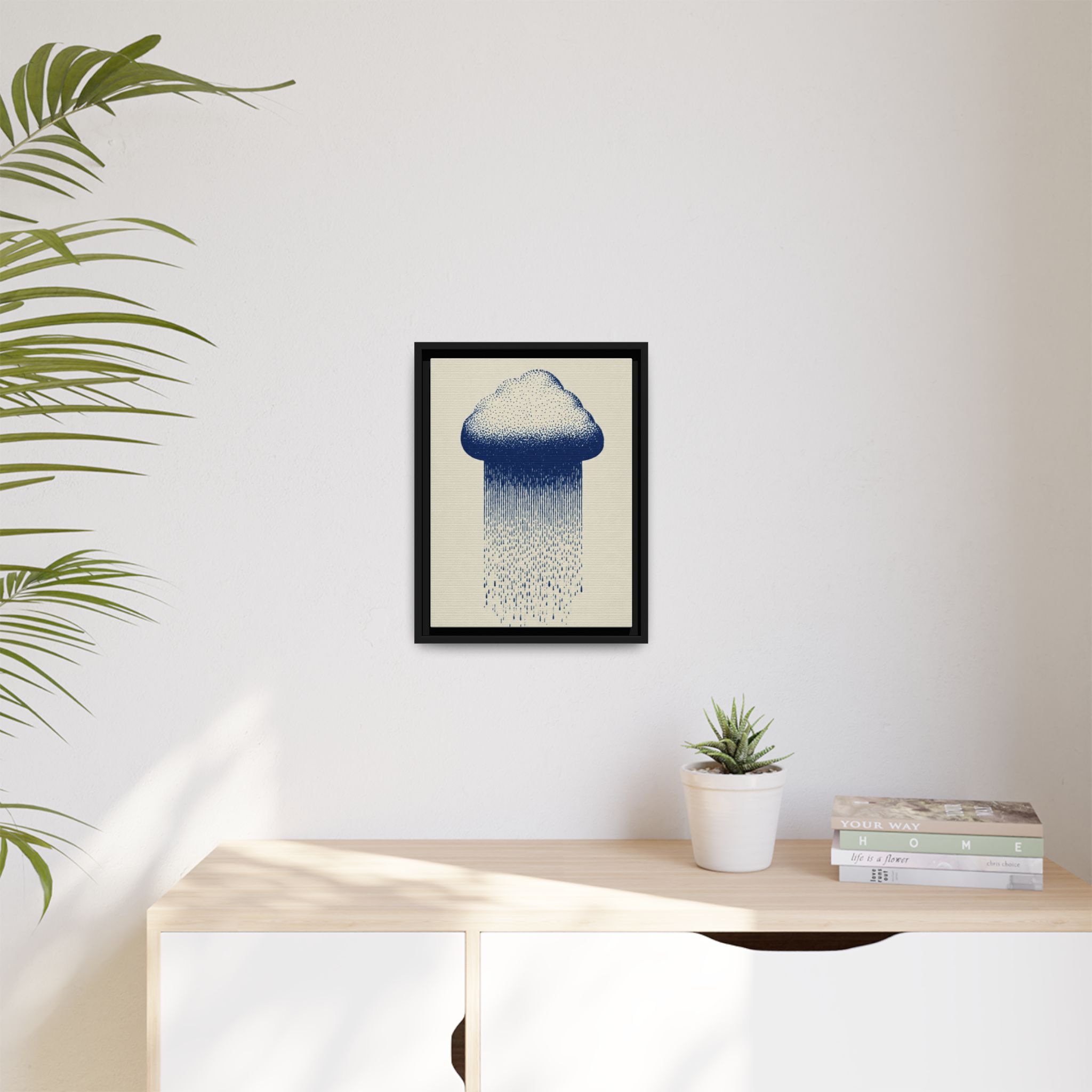 Framed Canvas Wall Art — Blue Rain Cloud Minimalist Print - Image 71