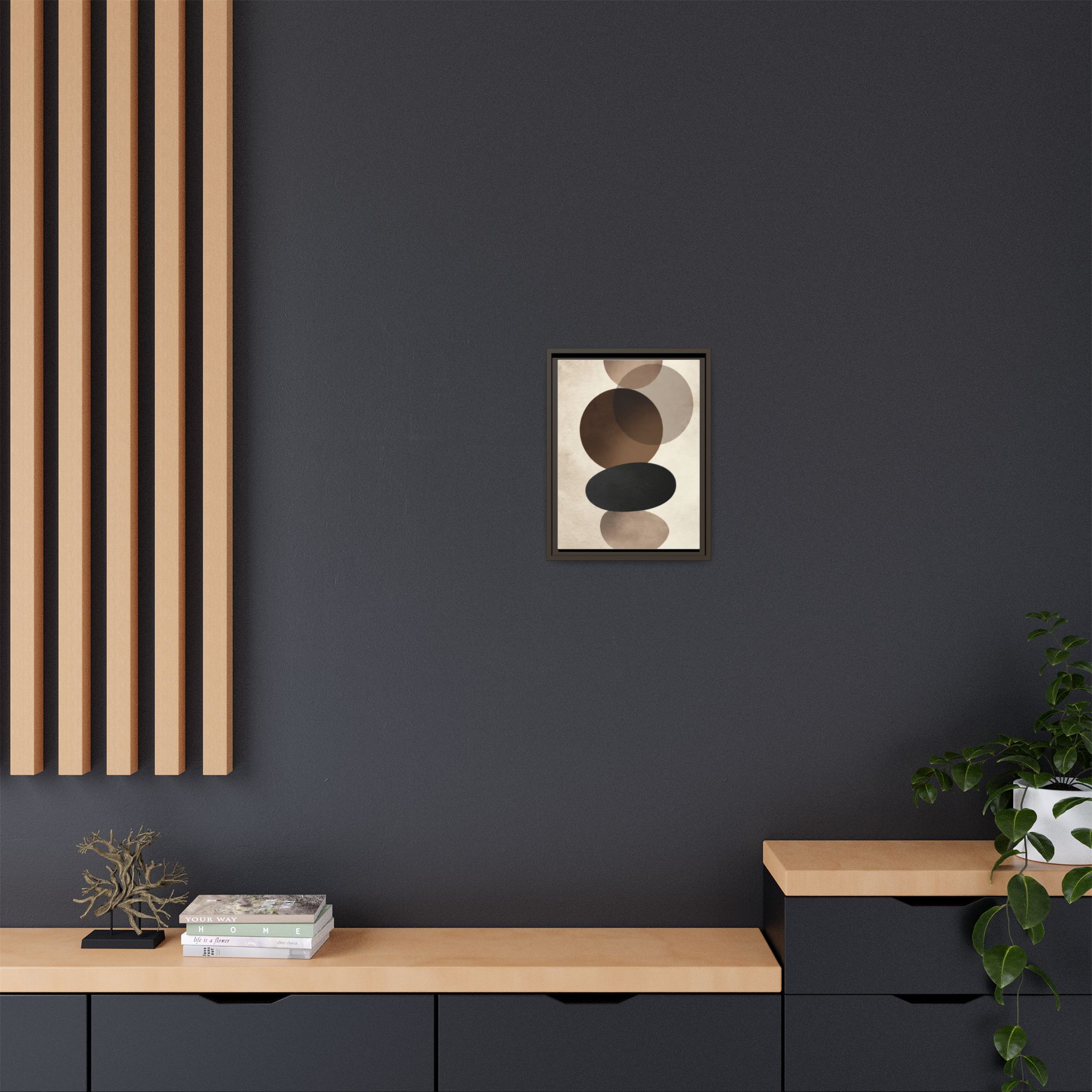 Framed Abstract Circles Matte Canvas Print — Neutral Mid-Century Wall Art - Image 76