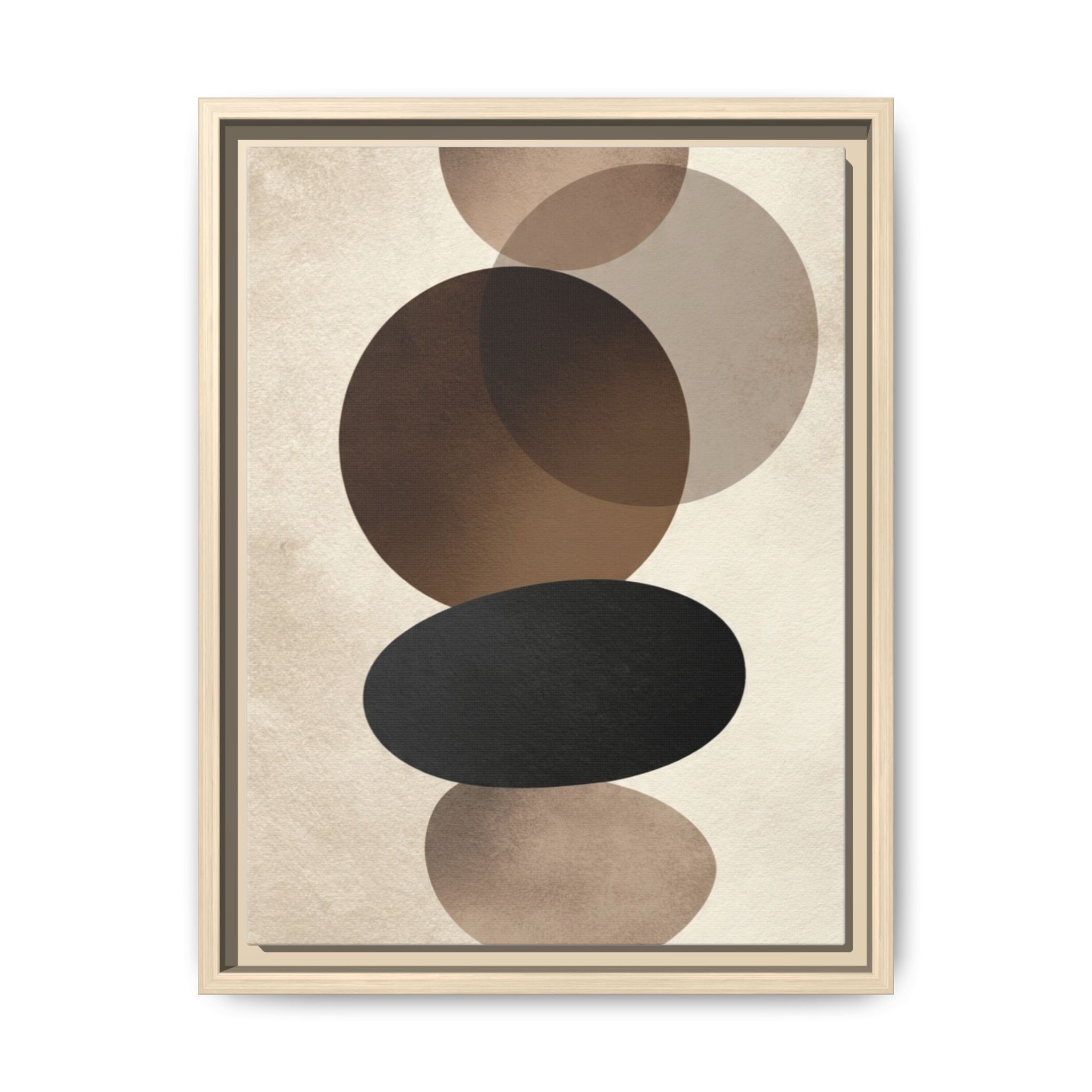 Framed Abstract Circles Matte Canvas Print — Neutral Mid-Century Wall Art - Image 77