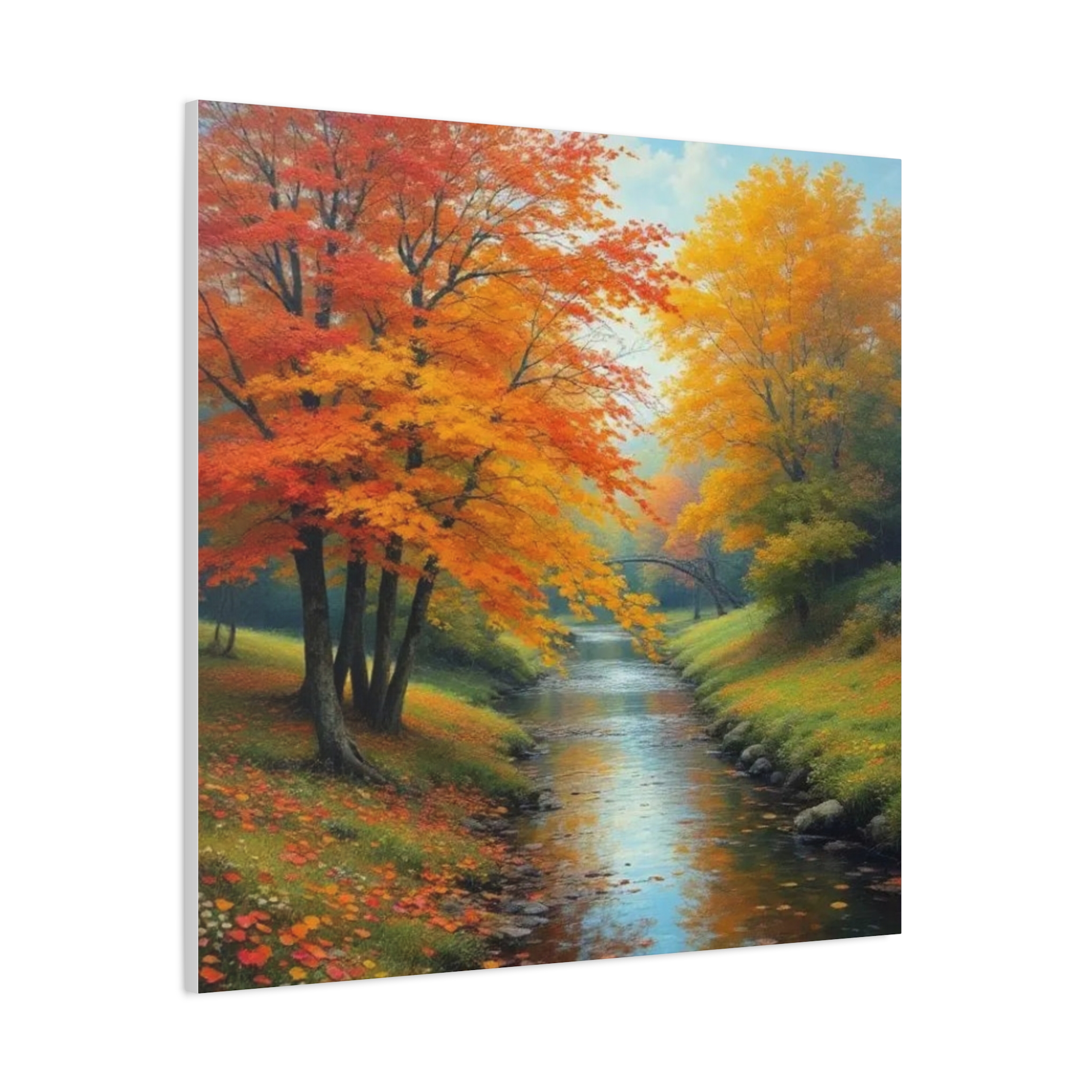 Autumn River Landscape Canvas Art — Matte Stretched Wall Decor - Image 5
