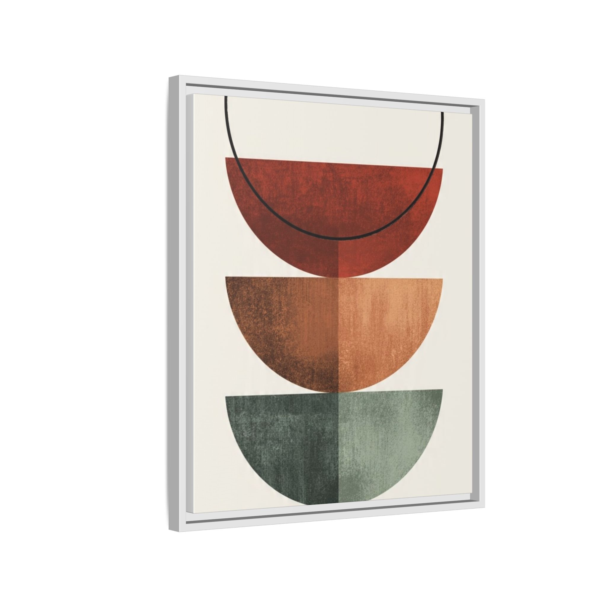 Abstract Stacked Semi-Circles Framed Canvas Wall Art — Mid-Century Modern Geometric Print - Image 238