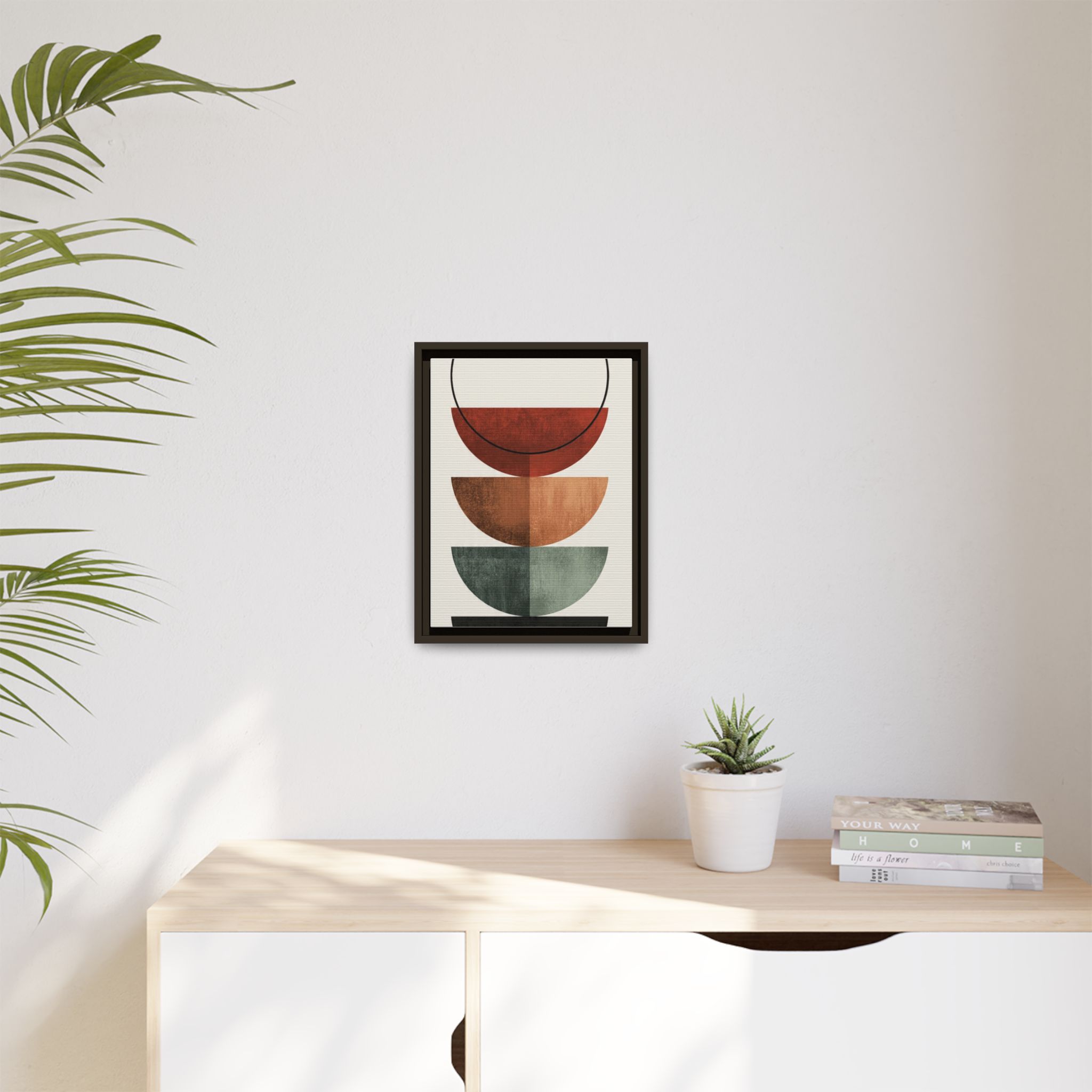 Abstract Stacked Semi-Circles Framed Canvas Wall Art — Mid-Century Modern Geometric Print - Image 75