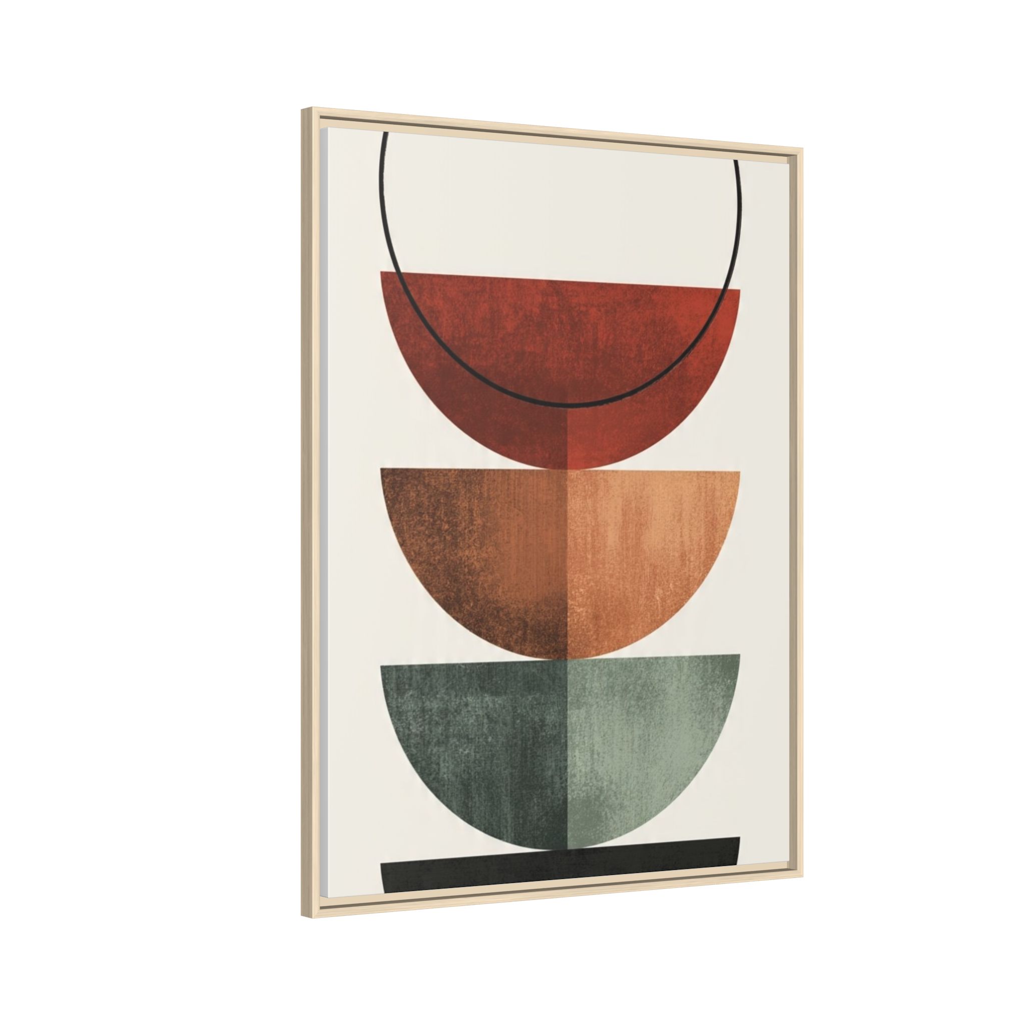 Abstract Stacked Semi-Circles Framed Canvas Wall Art — Mid-Century Modern Geometric Print - Image 18
