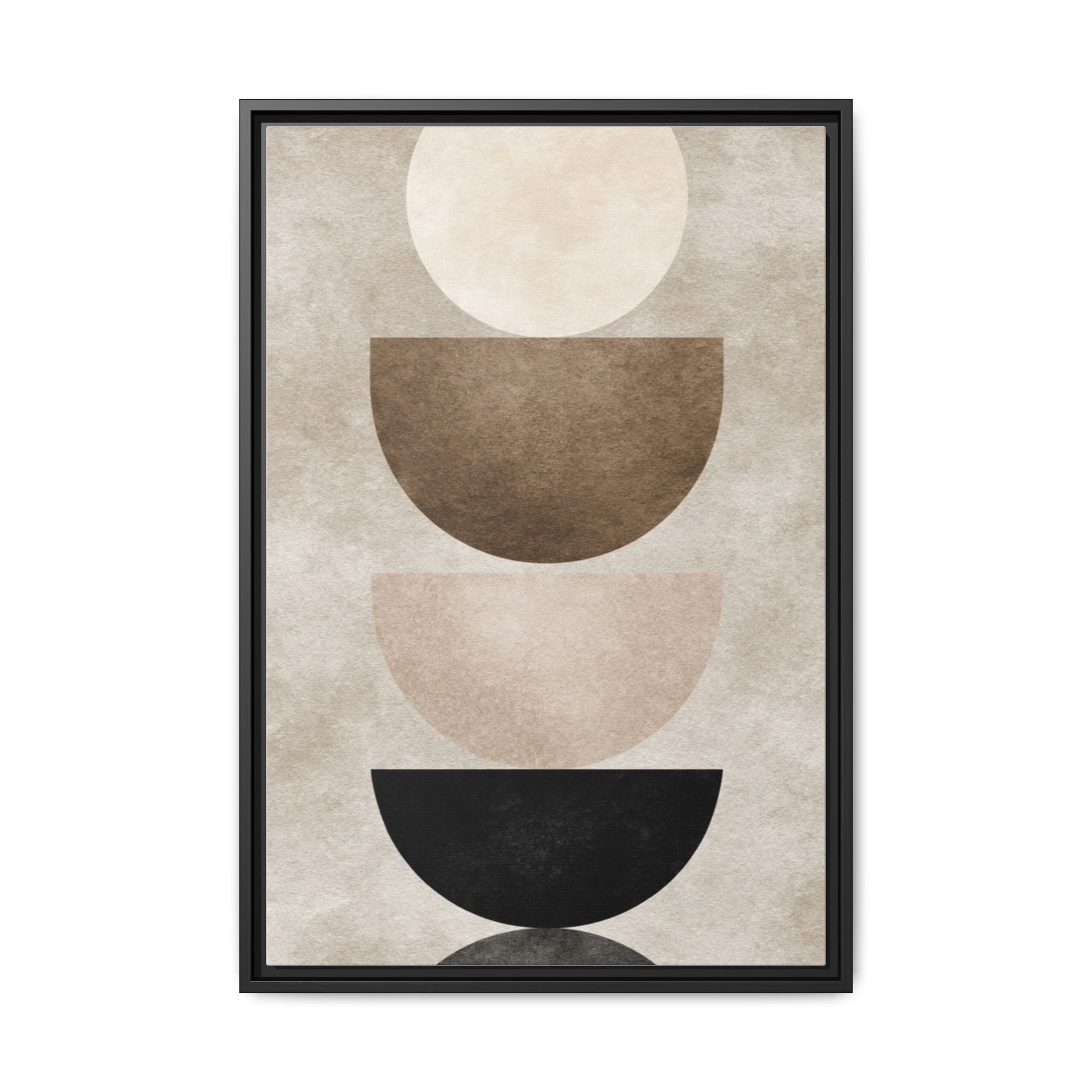 Abstract Neutral Geometric Canvas Print — Stacked Circles Framed Wall Art - Image 177