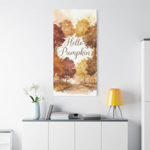 Hello Pumpkin Fall Canvas Wall Art — Autumn Watercolor Home Decor