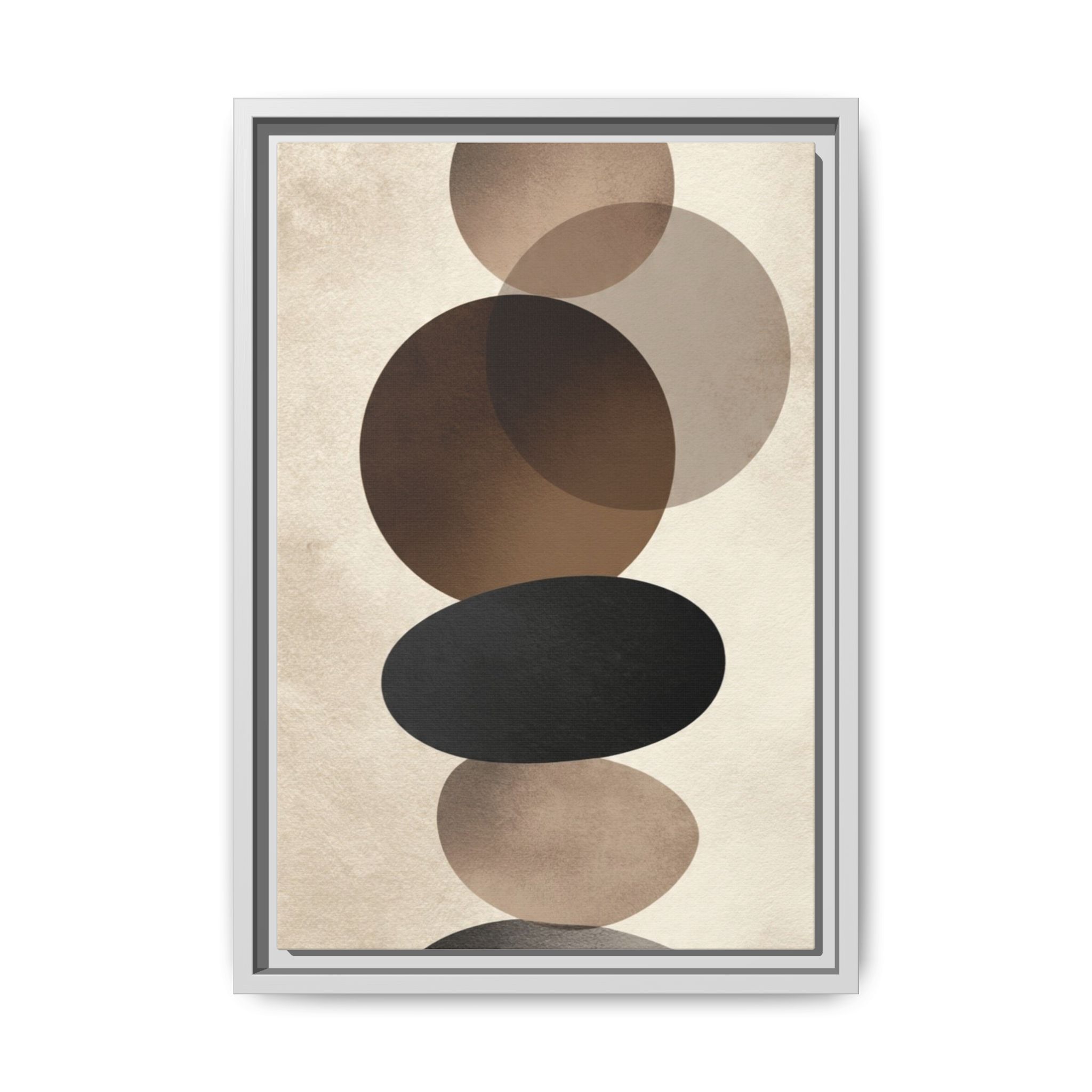 Framed Abstract Circles Matte Canvas Print — Neutral Mid-Century Wall Art - Image 121