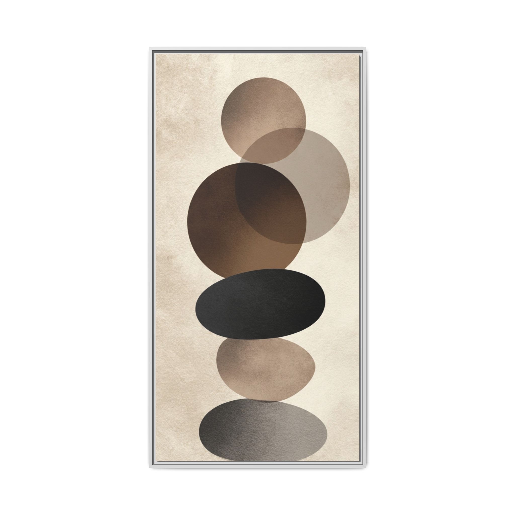 Framed Abstract Circles Matte Canvas Print — Neutral Mid-Century Wall Art - Image 37