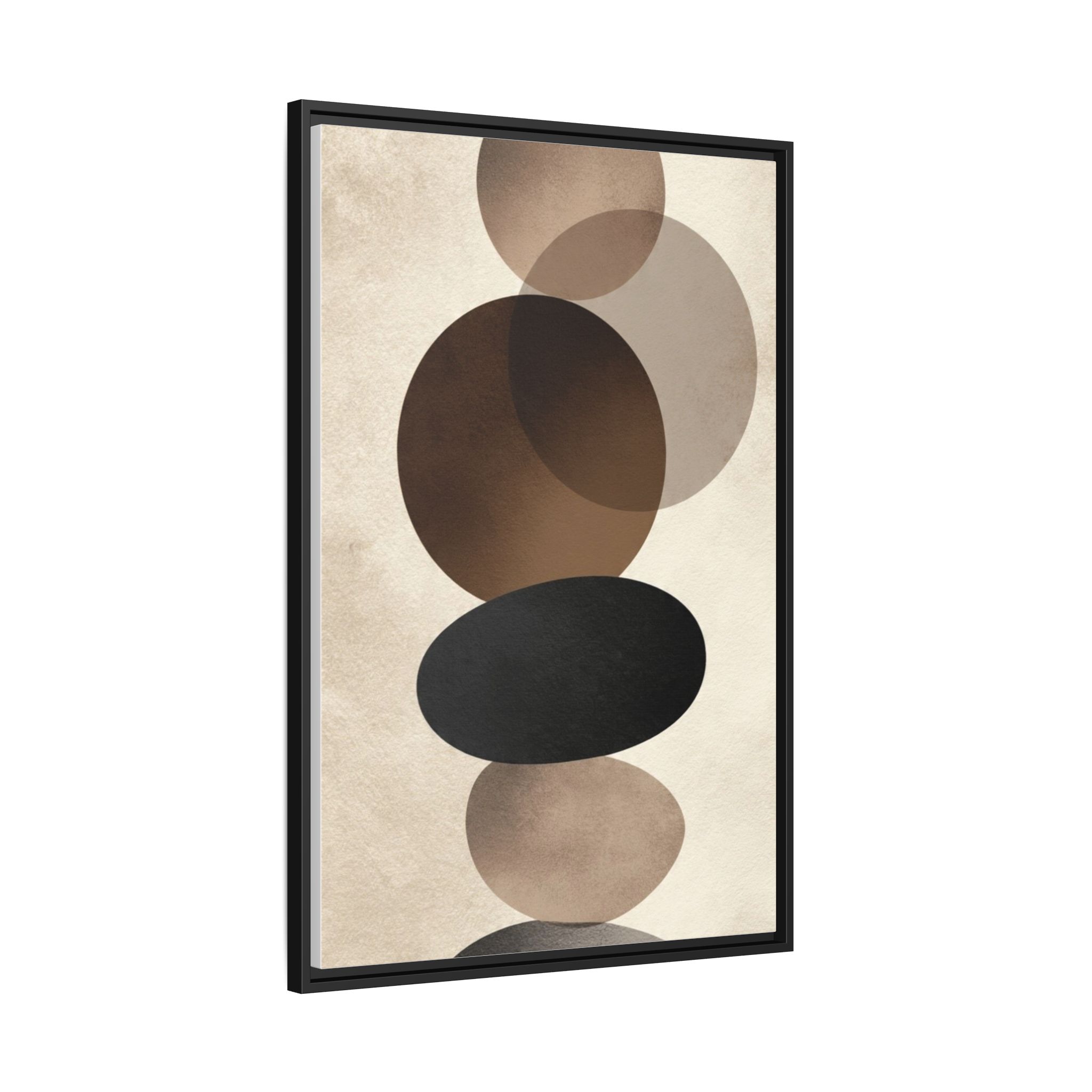 Framed Abstract Circles Matte Canvas Print — Neutral Mid-Century Wall Art - Image 194