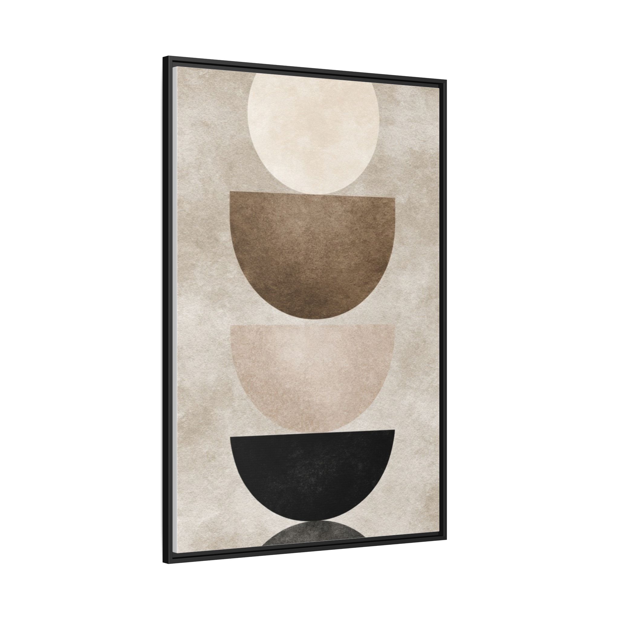 Abstract Neutral Geometric Canvas Print — Stacked Circles Framed Wall Art - Image 146
