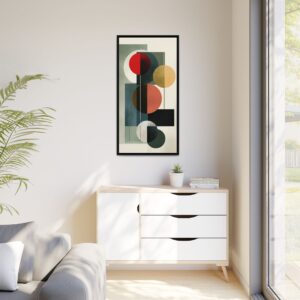 Framed Abstract Geometric Canvas — Mid-Century Modern Wall Art