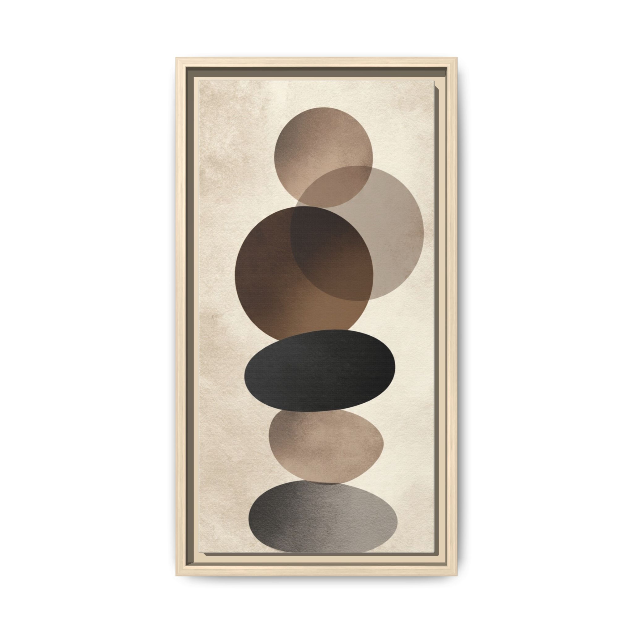 Framed Abstract Circles Matte Canvas Print — Neutral Mid-Century Wall Art - Image 89