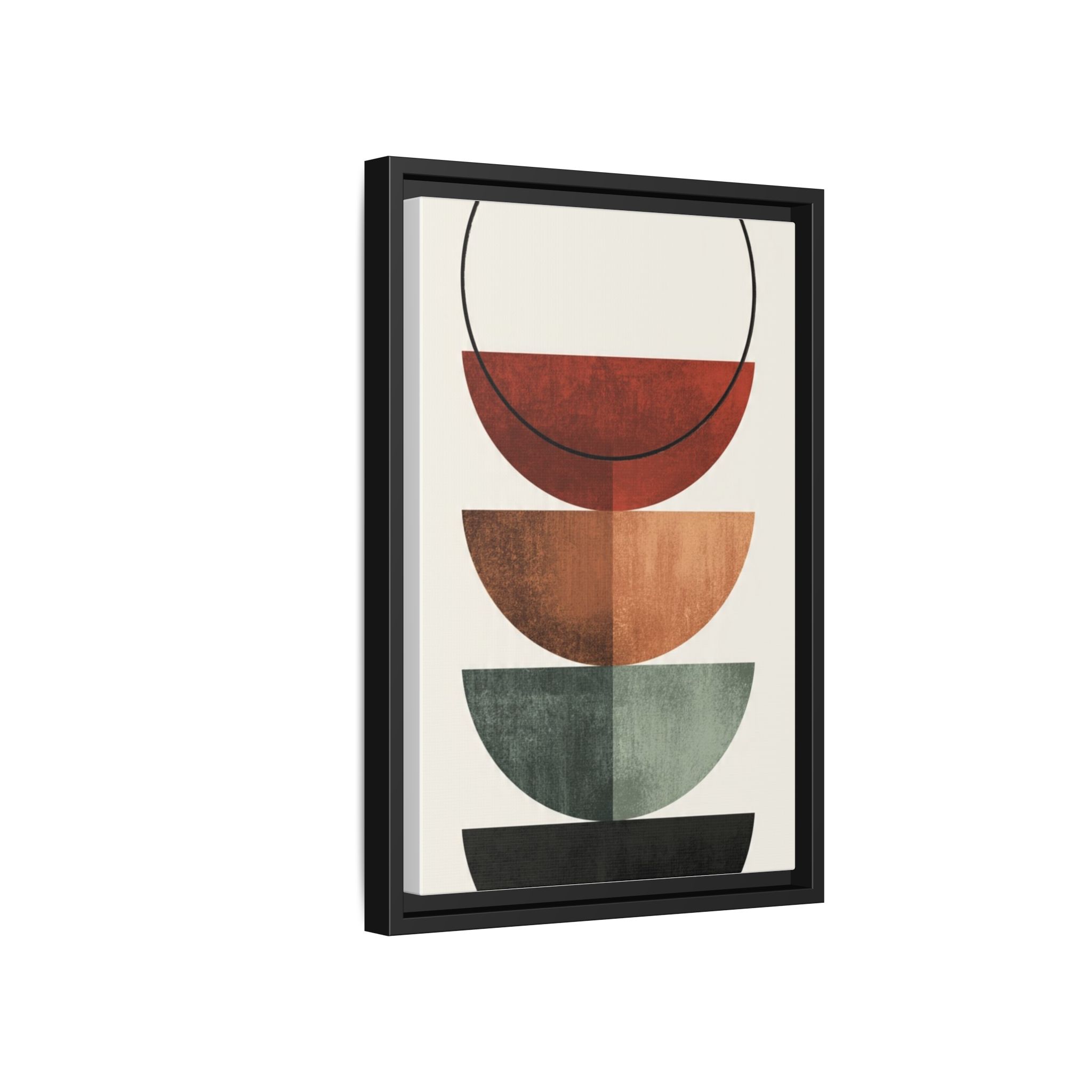 Abstract Stacked Semi-Circles Framed Canvas Wall Art — Mid-Century Modern Geometric Print - Image 126