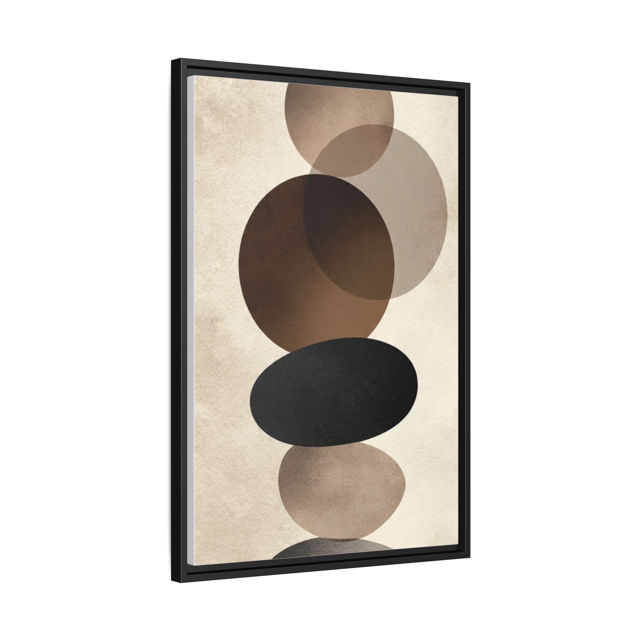 Framed Abstract Circles Matte Canvas Print — Neutral Mid-Century Wall Art - Image 130