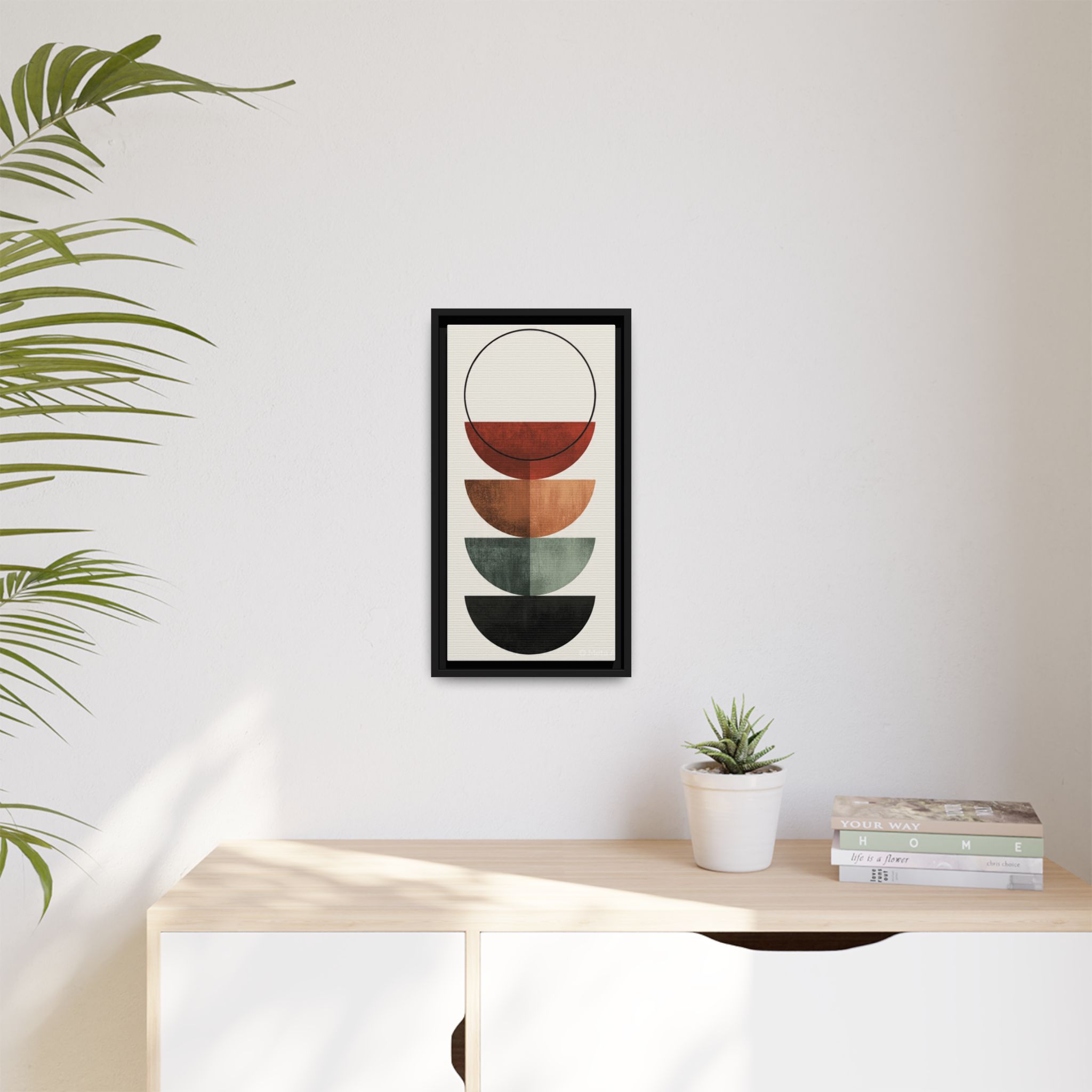Abstract Stacked Semi-Circles Framed Canvas Wall Art — Mid-Century Modern Geometric Print - Image 95