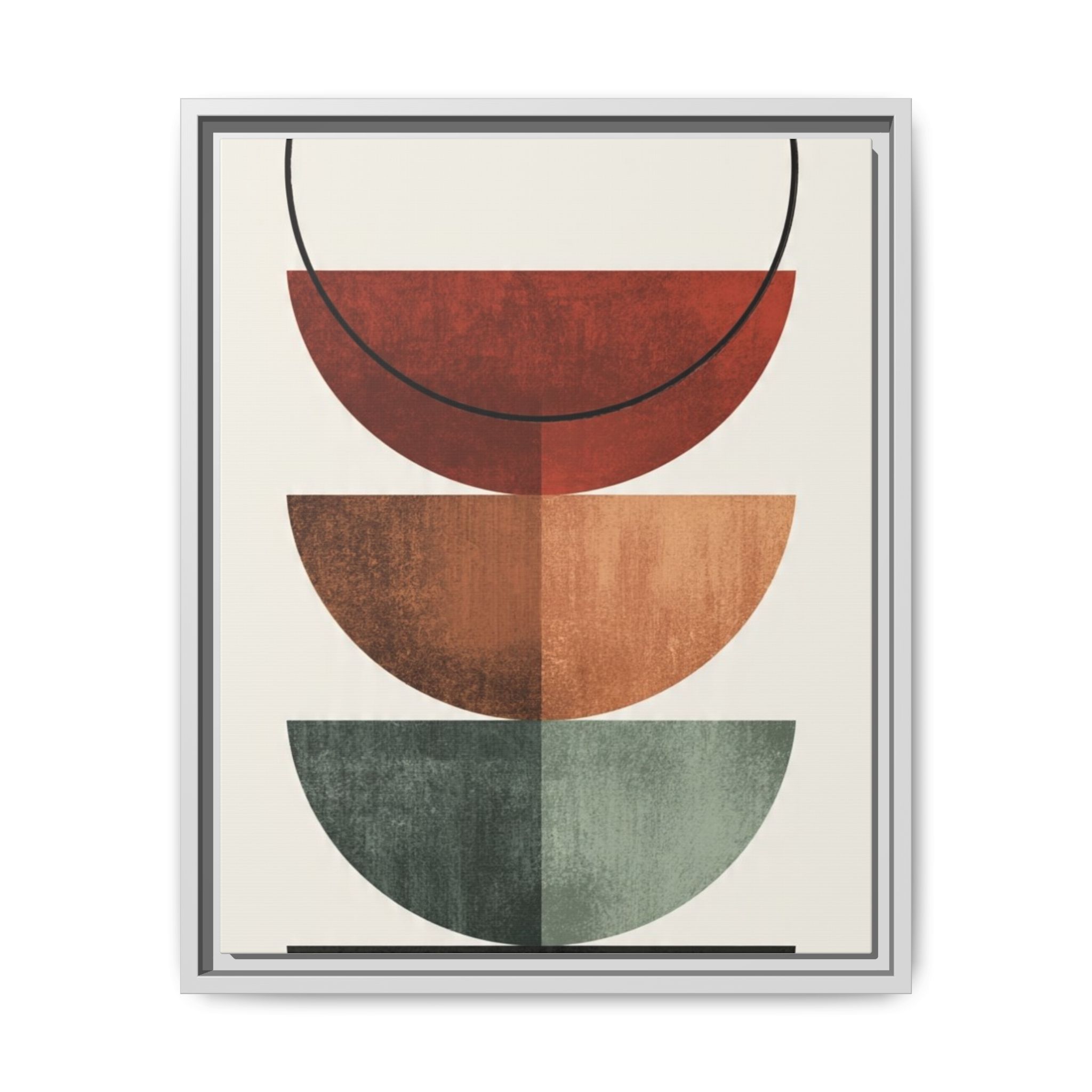 Abstract Stacked Semi-Circles Framed Canvas Wall Art — Mid-Century Modern Geometric Print - Image 165