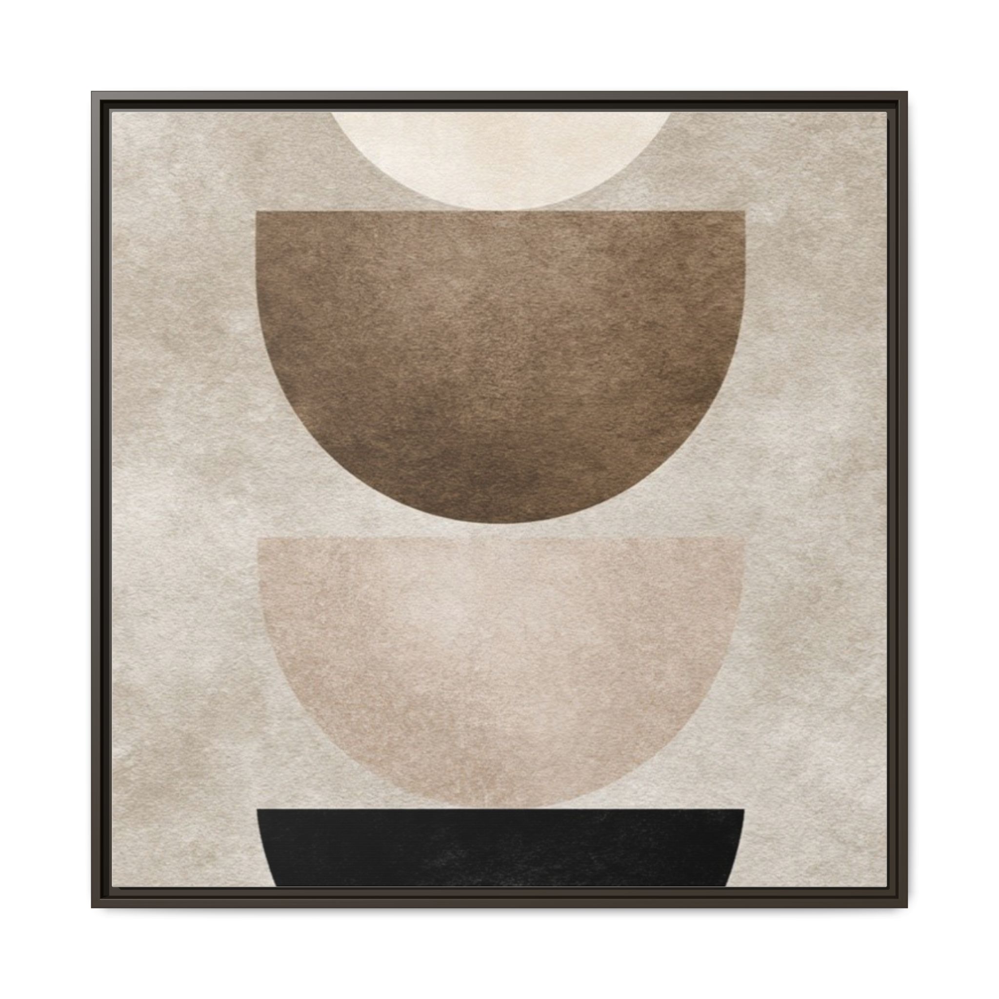 Abstract Neutral Geometric Canvas Print — Stacked Circles Framed Wall Art - Image 221