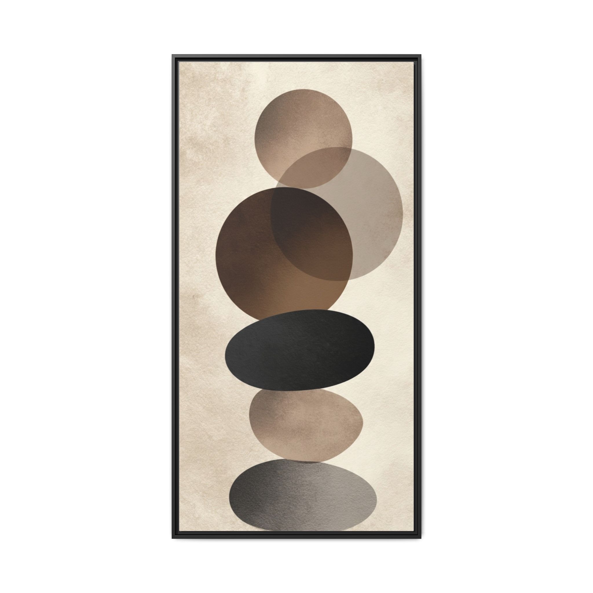 Framed Abstract Circles Matte Canvas Print — Neutral Mid-Century Wall Art - Image 33