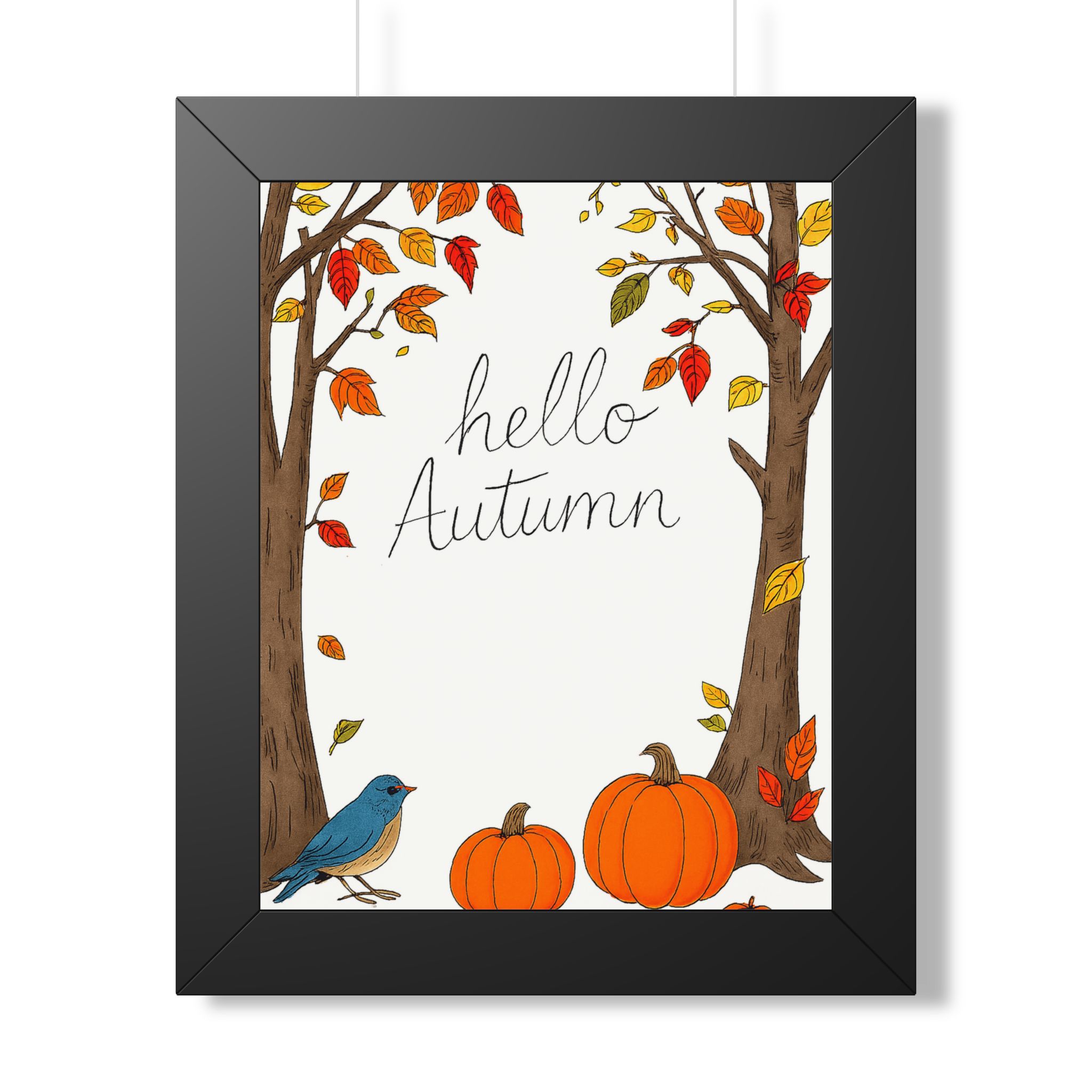 Hello Autumn Framed Poster — Fall Pumpkin & Tree Wall Art - Image 2