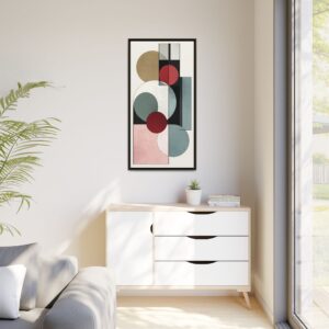 Framed Abstract Geometric Canvas Print — Mid-Century Modern Wall Art