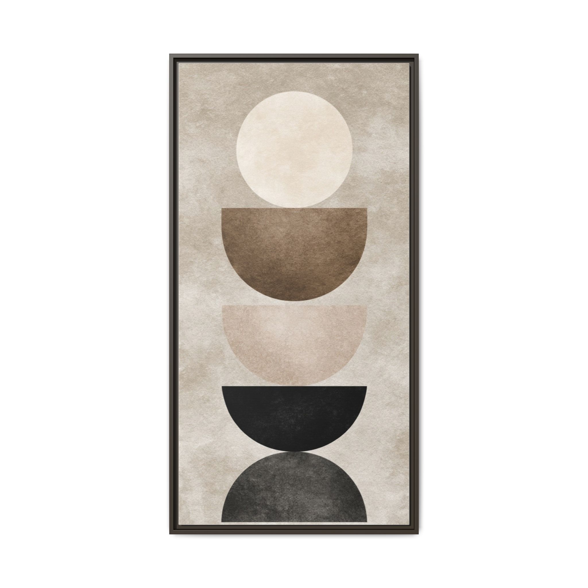 Abstract Neutral Geometric Canvas Print — Stacked Circles Framed Wall Art - Image 9