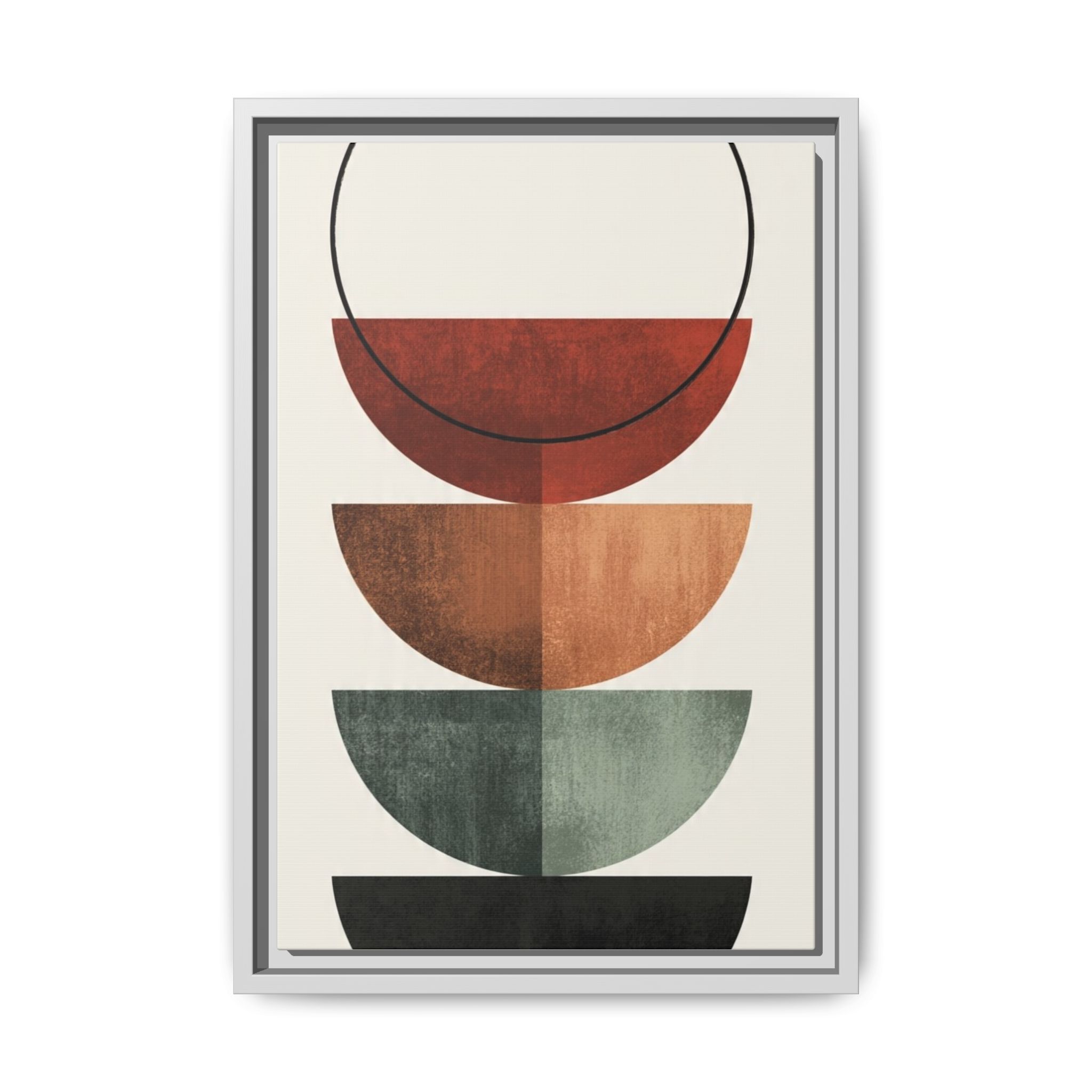 Abstract Stacked Semi-Circles Framed Canvas Wall Art — Mid-Century Modern Geometric Print - Image 121