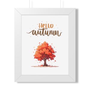 Framed Poster - "Hello Autumn" Watercolor Tree Wall Art