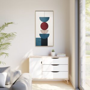 Framed Abstract Geometric Canvas – Modern Mid-Century Wall Art
