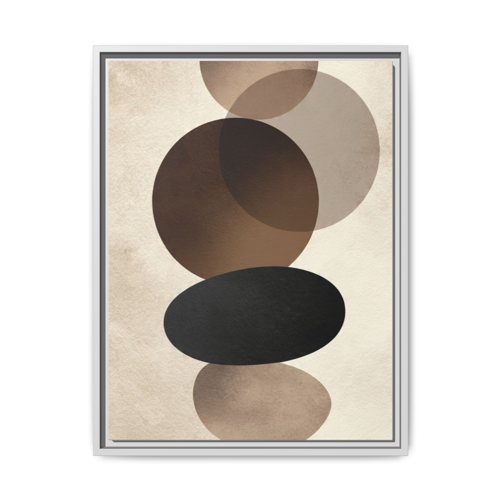 Framed Abstract Circles Matte Canvas Print — Neutral Mid-Century Wall Art - Image 221