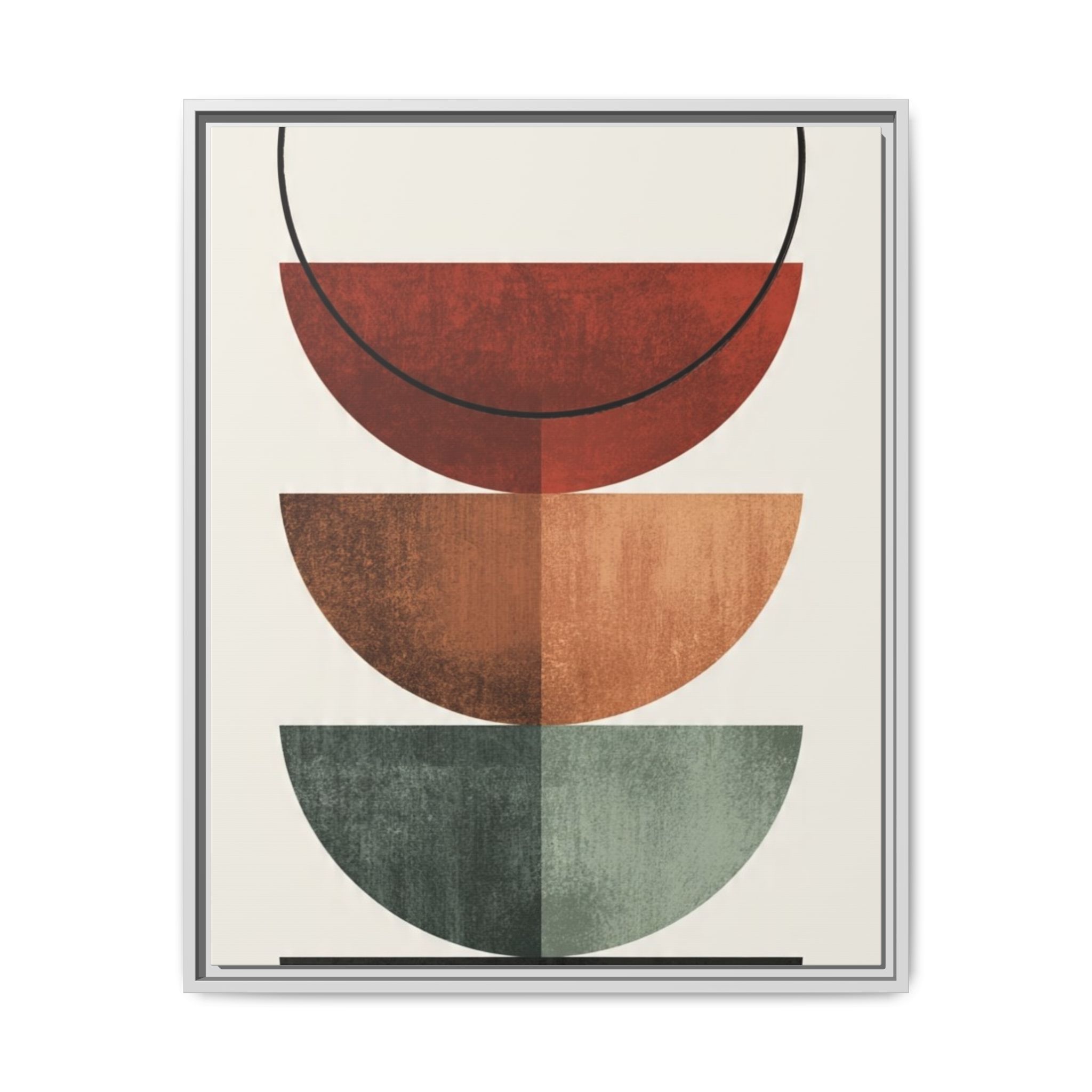 Abstract Stacked Semi-Circles Framed Canvas Wall Art — Mid-Century Modern Geometric Print - Image 185